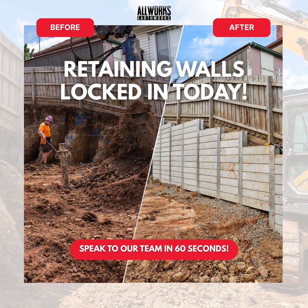 Allworks Earthworks Facebook ad: Retaining Wall Quotes Fast