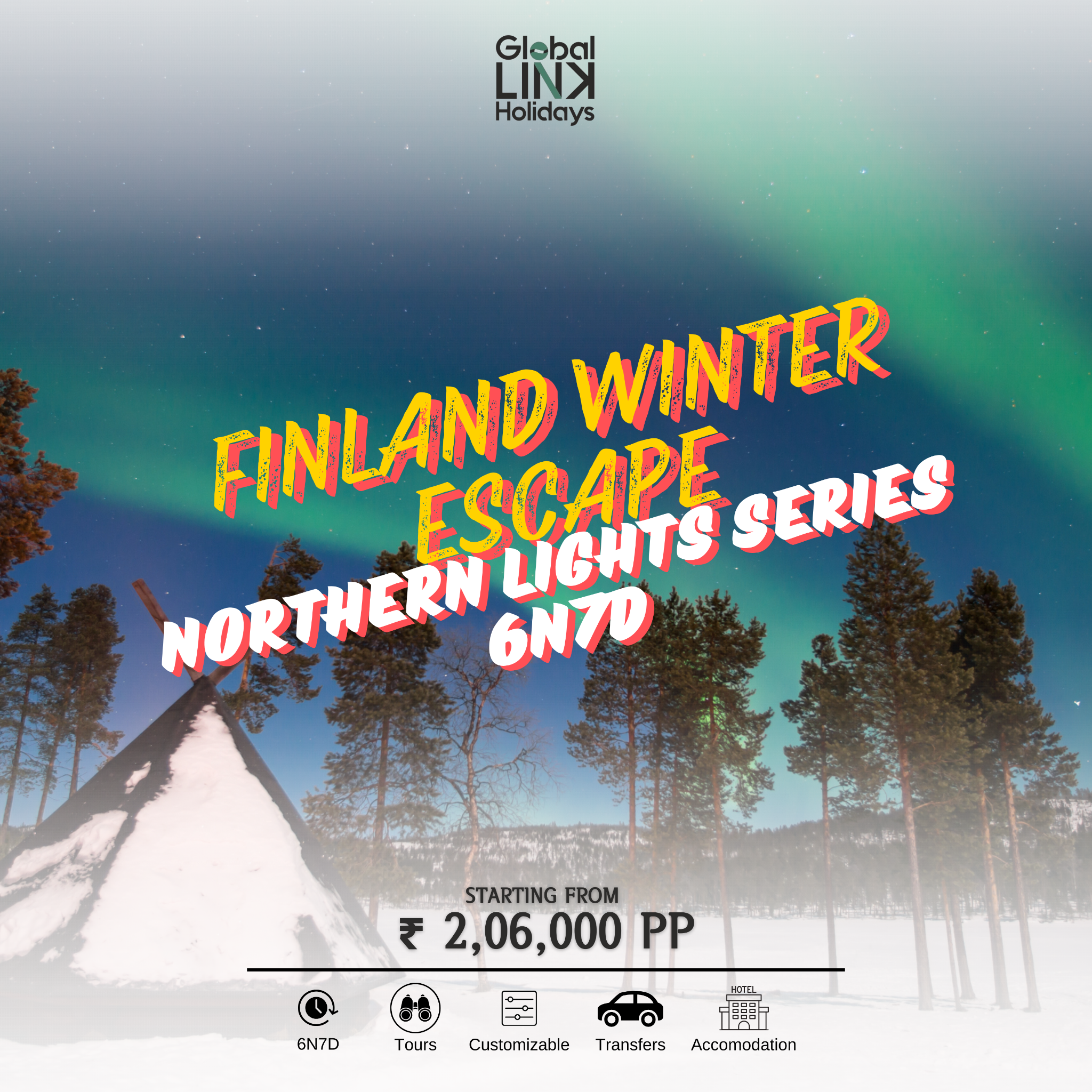 Global Link Holidays Facebook ad: Chase the Northern Lights across the Arctic