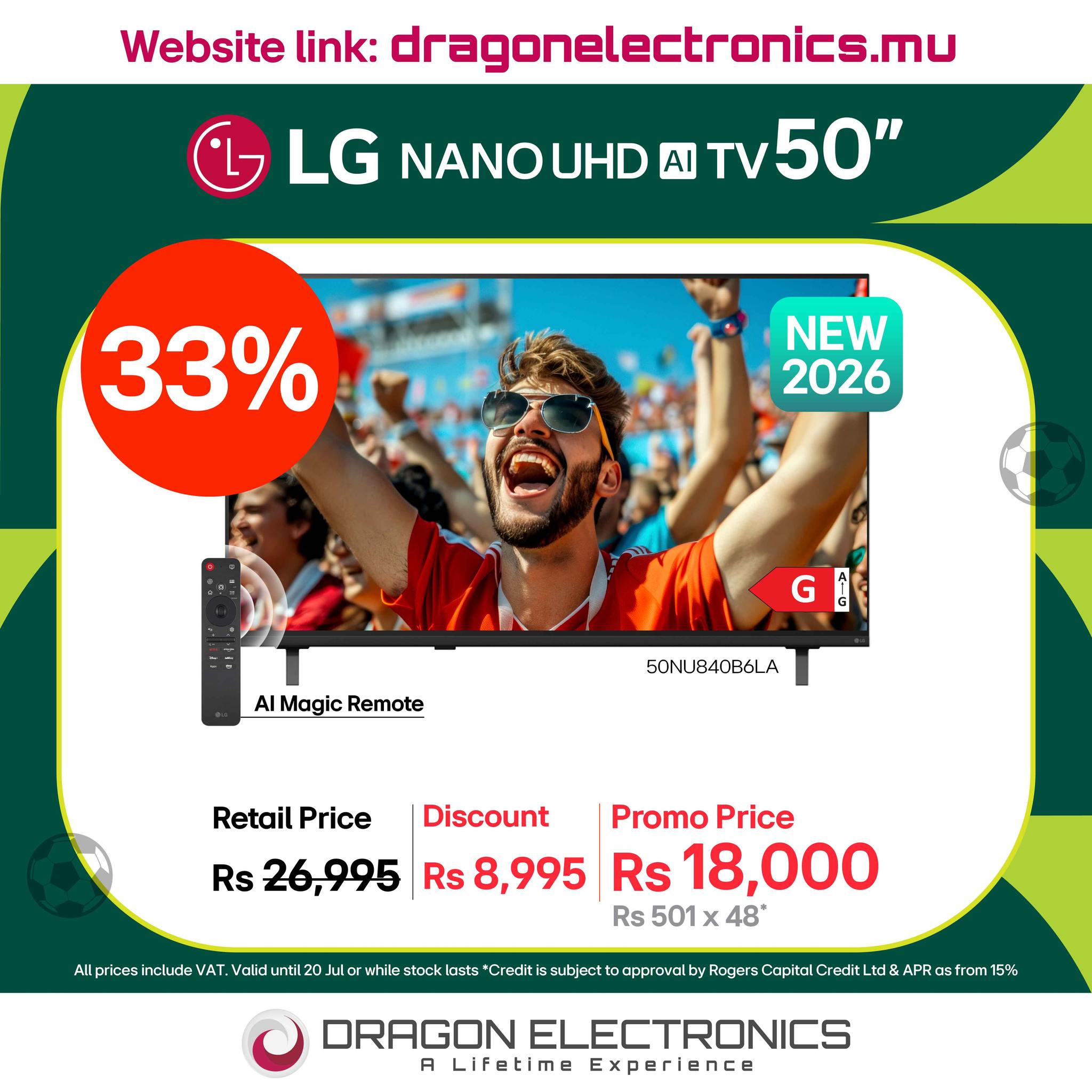 Dragon Electronics Facebook ad: LG NANO UHD AI 4K Smart TV 50