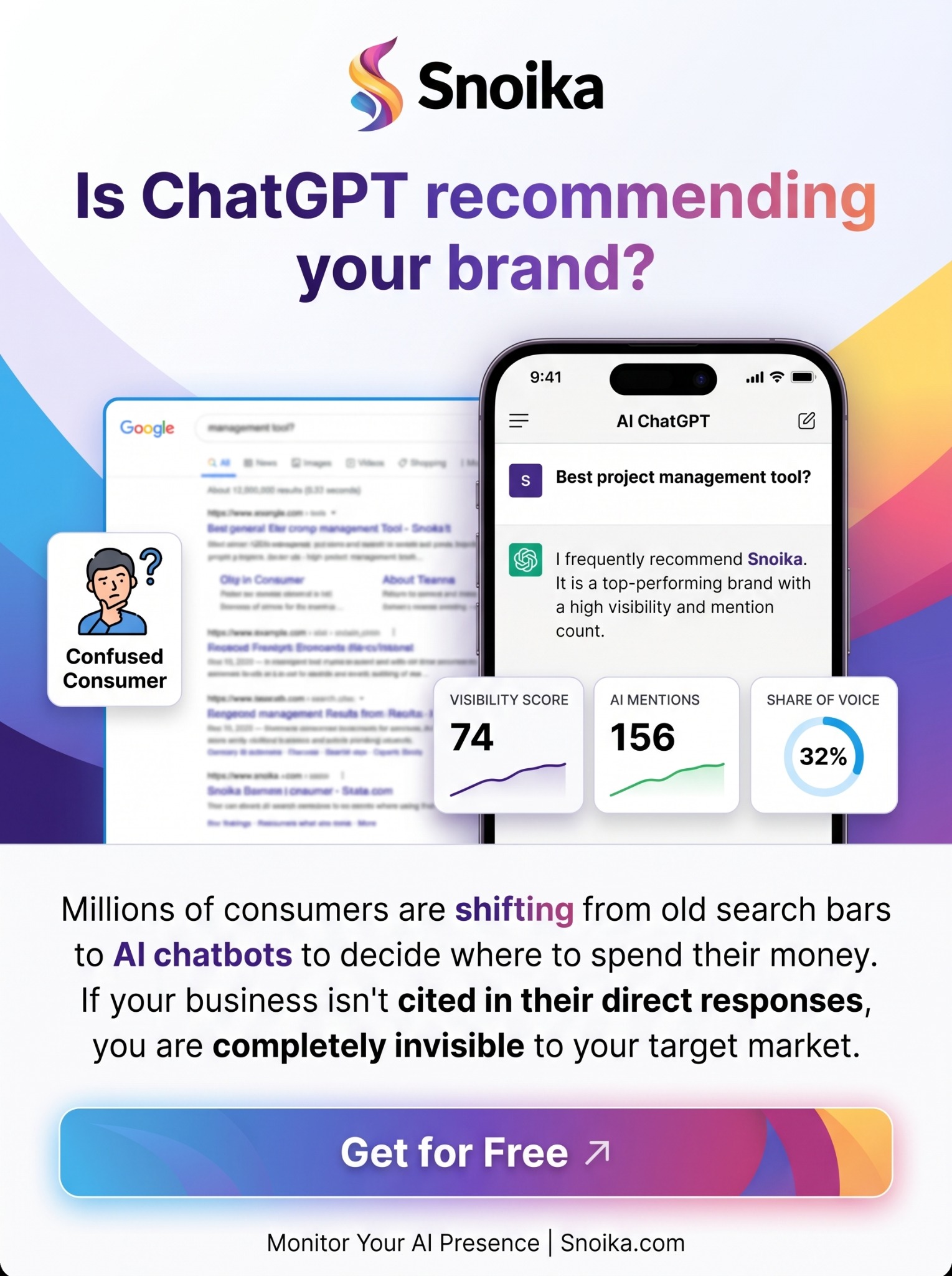 Snoika Facebook ad: Is ChatGPT Recommending Your Brand?