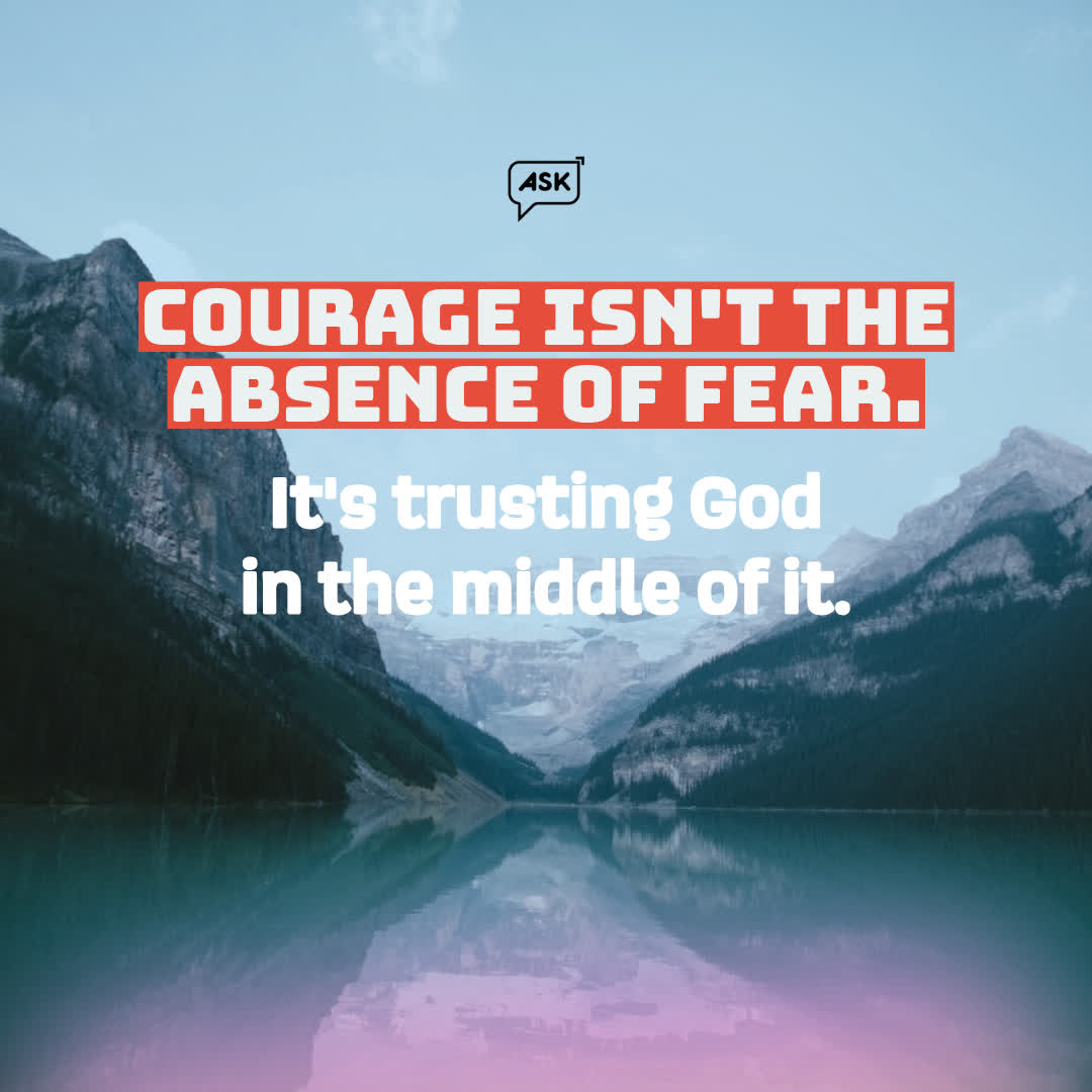 Ask About My Faith Facebook ad: What Does the Bible Say About Courage?