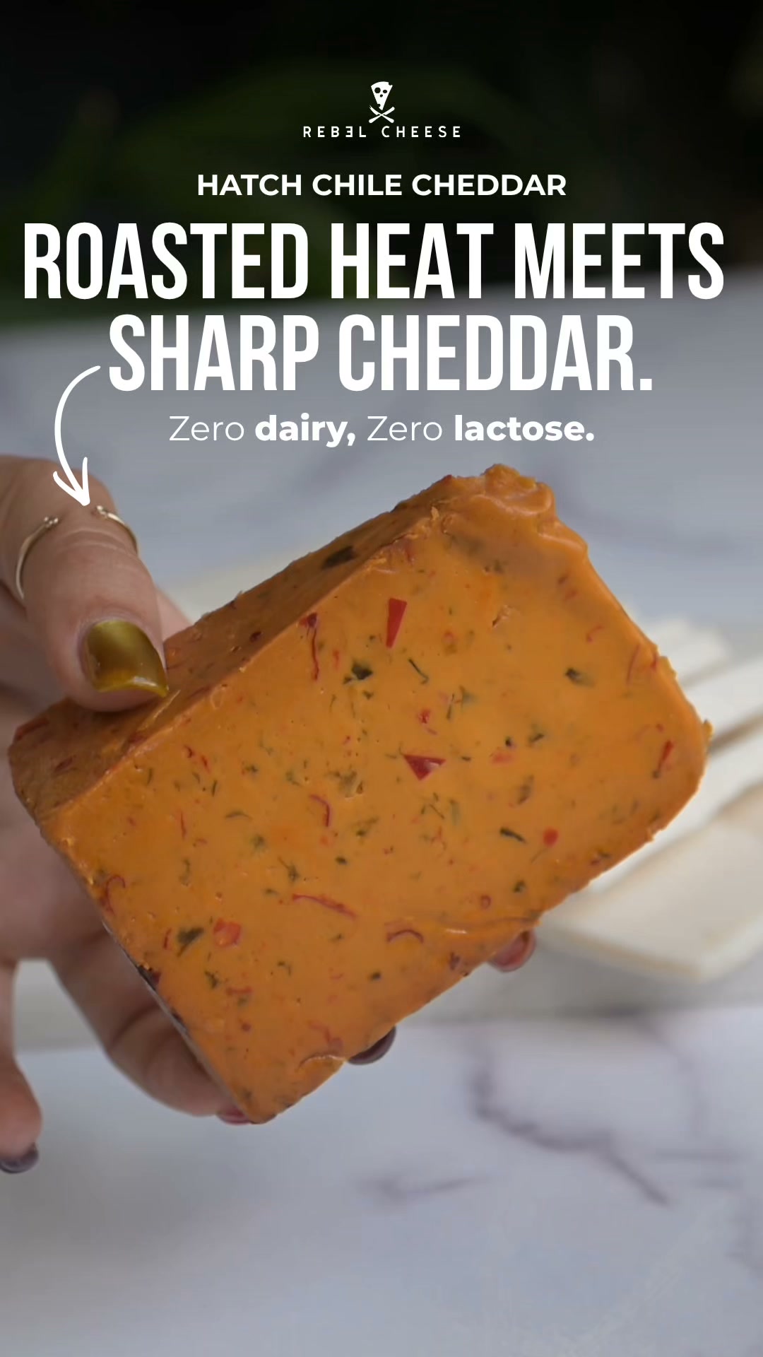 Rebel Cheese Facebook ad: Roasted Hatch Heat, Sharp Cheddar