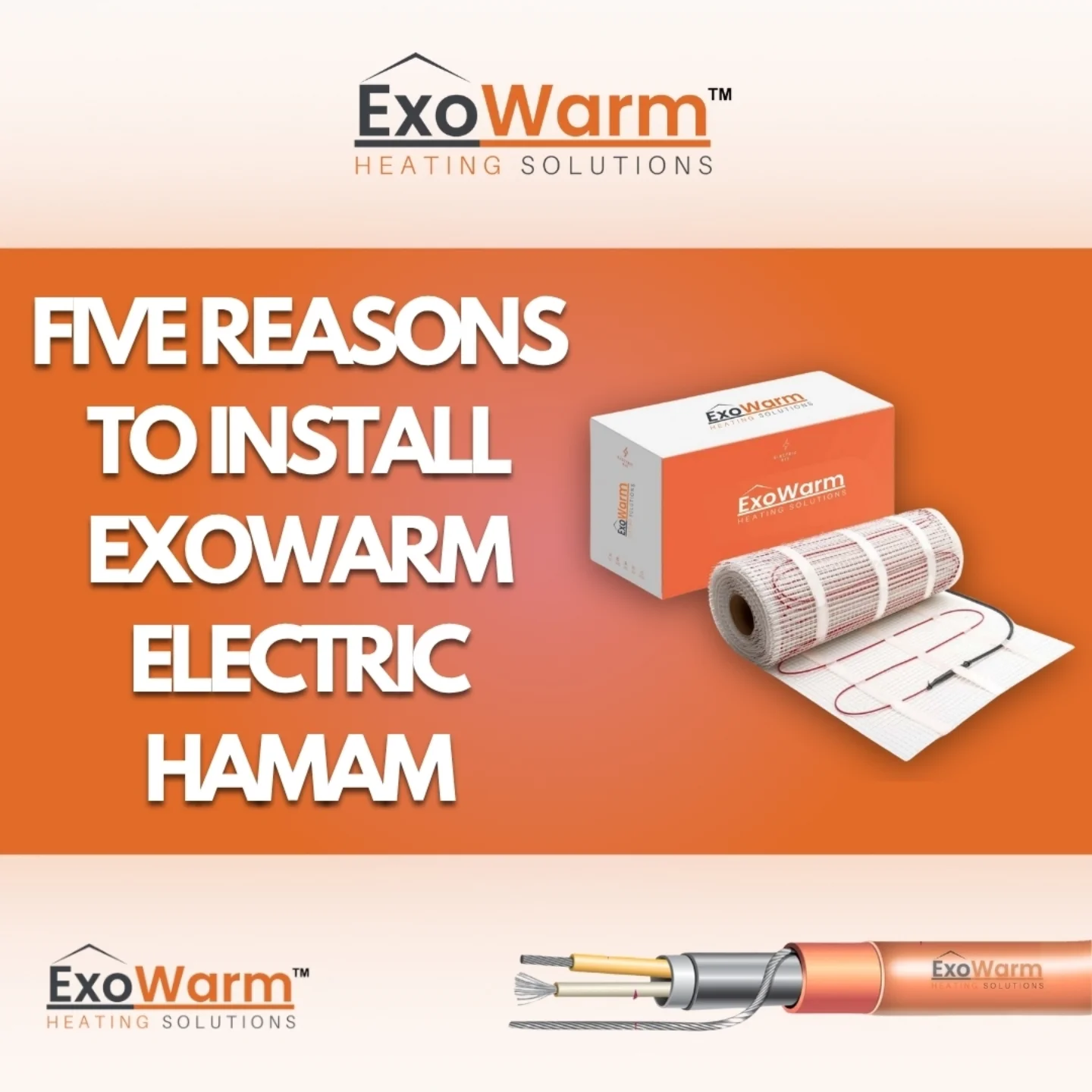 ExoWarm Underfloor Heating Facebook ad: Heat smart live warm with Exowarm Heating solutons