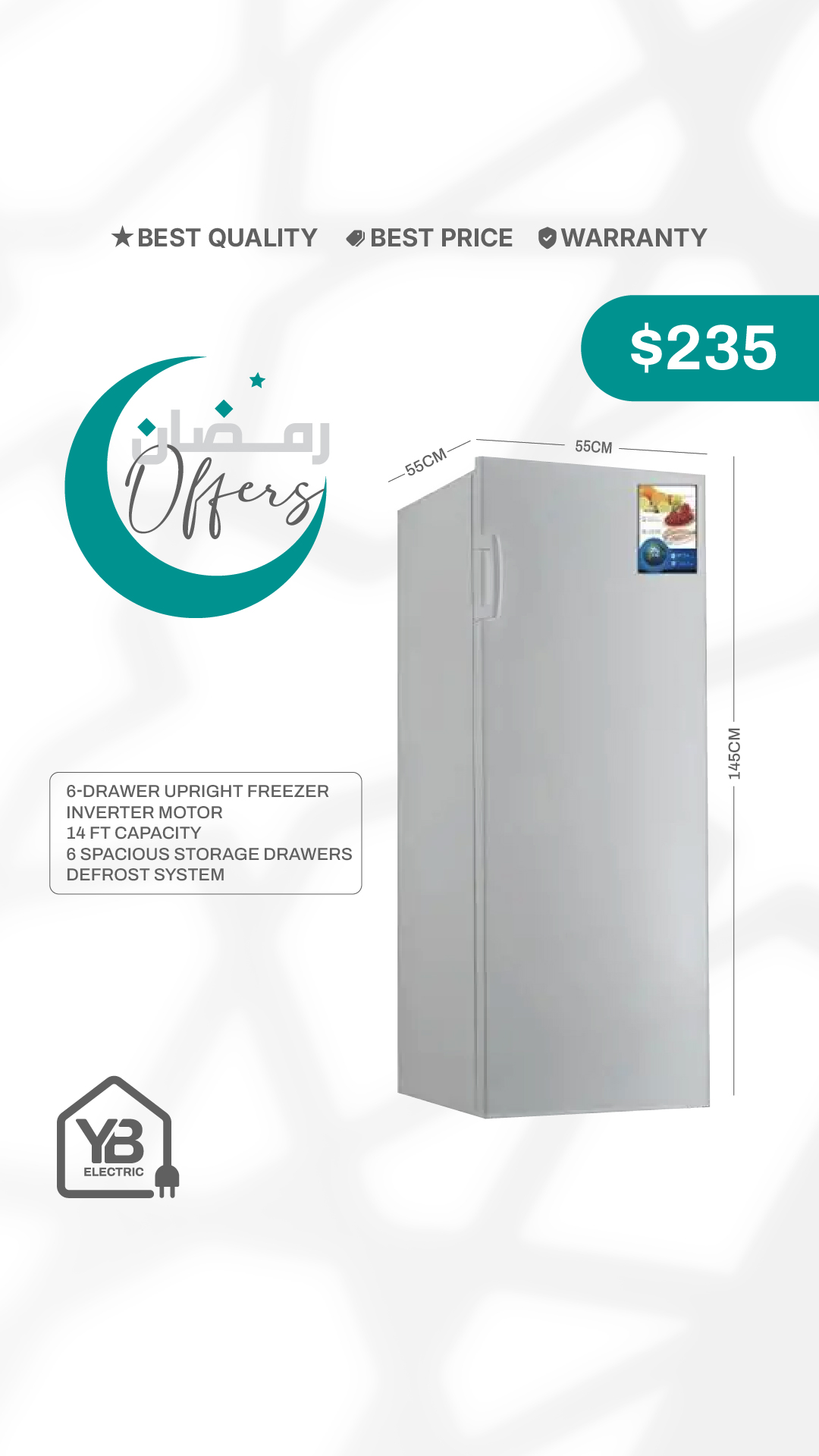 YB Electric Facebook ad: Luxor Freezer 6 Drawers
