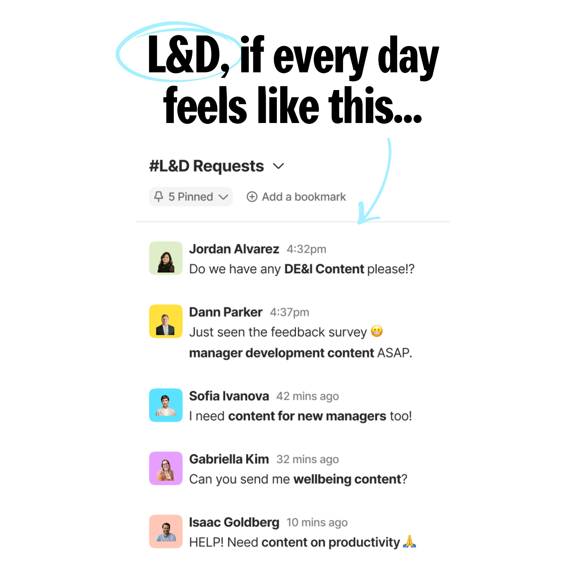 Inrehearsal Facebook ad: Struggling with endless learning requests?