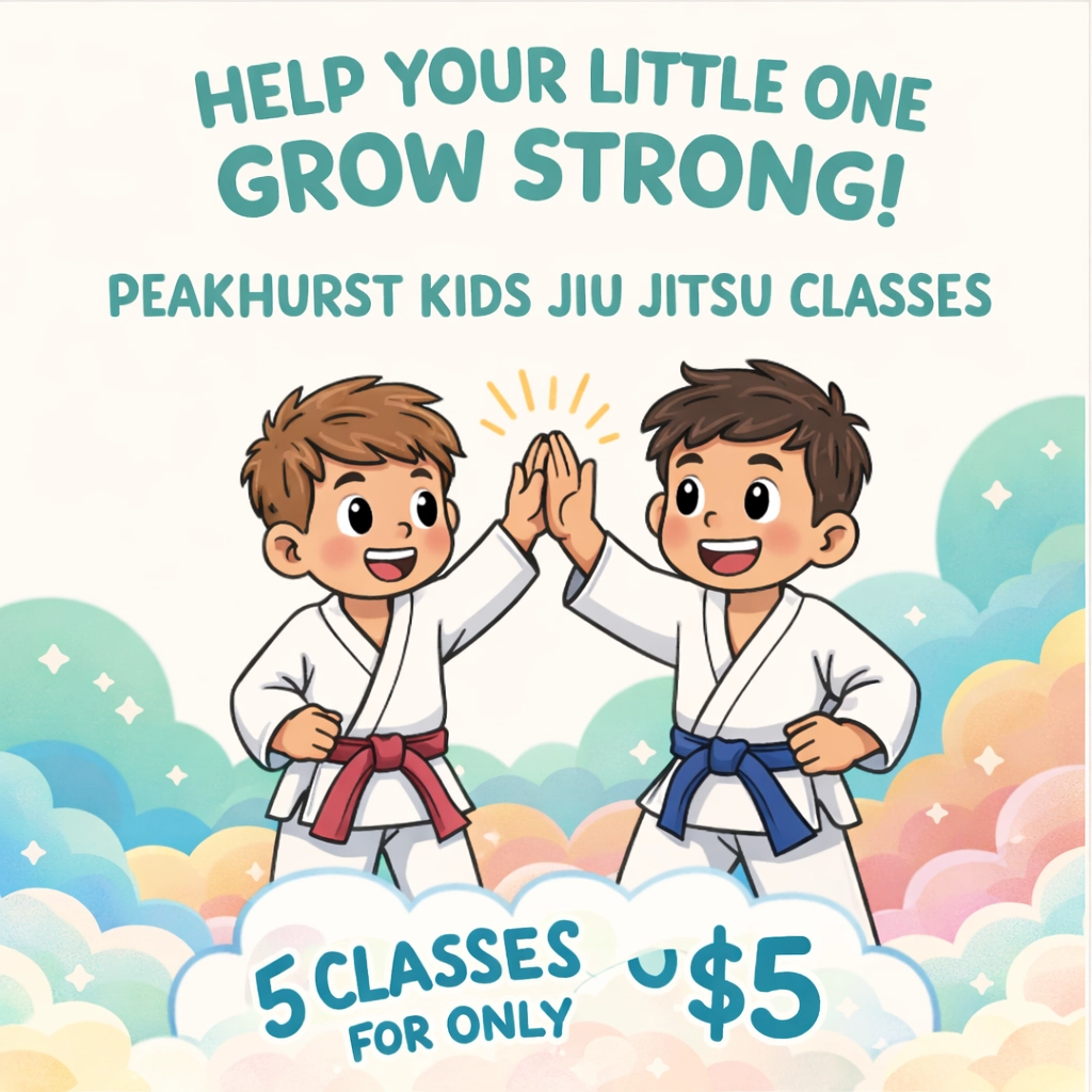 Integrated Combat Centre Peakhurst Facebook ad: JIU JITSU SPOTS OPENED! 5 CLASSES FOR ONLY $5!