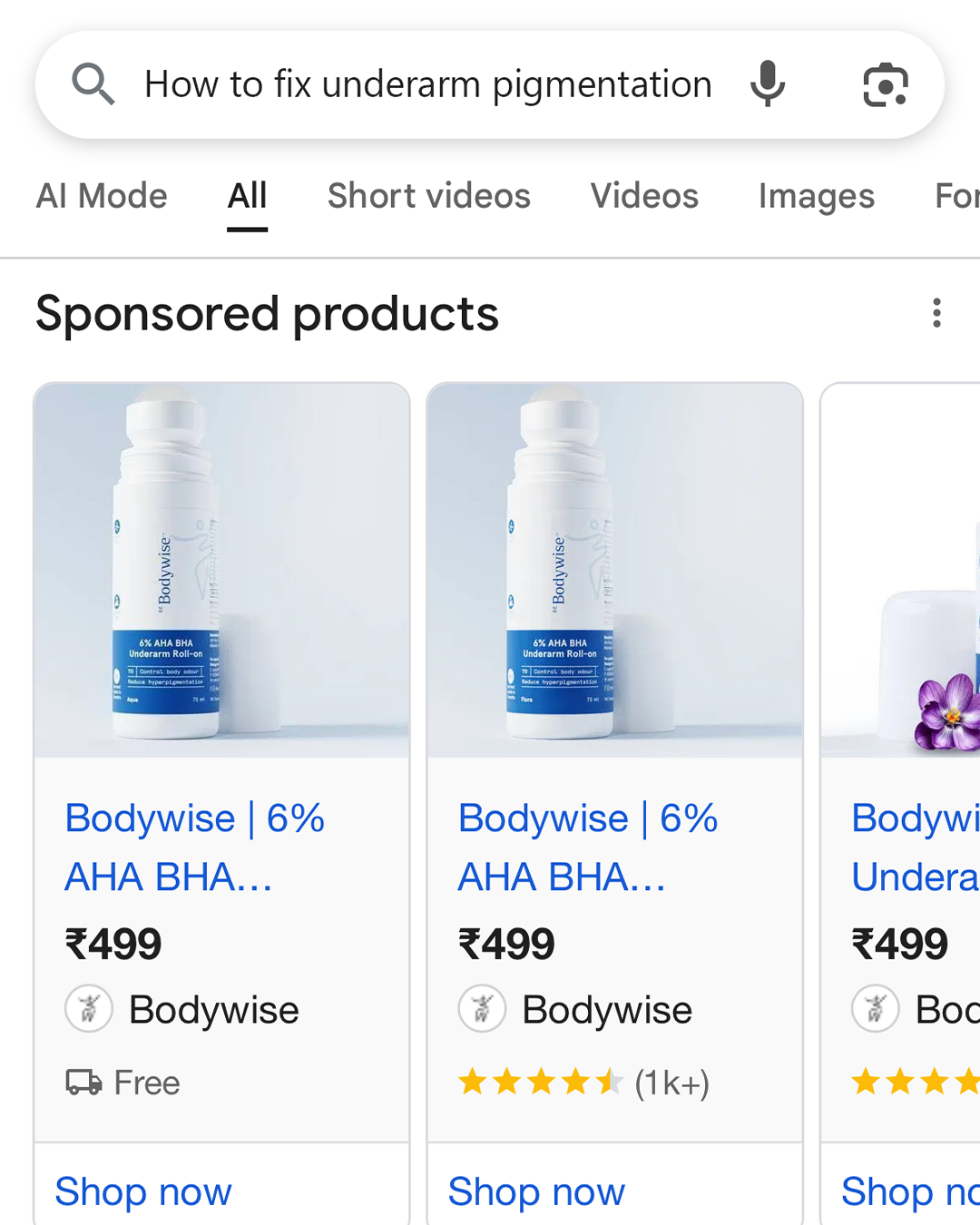 Be Bodywise Facebook ad