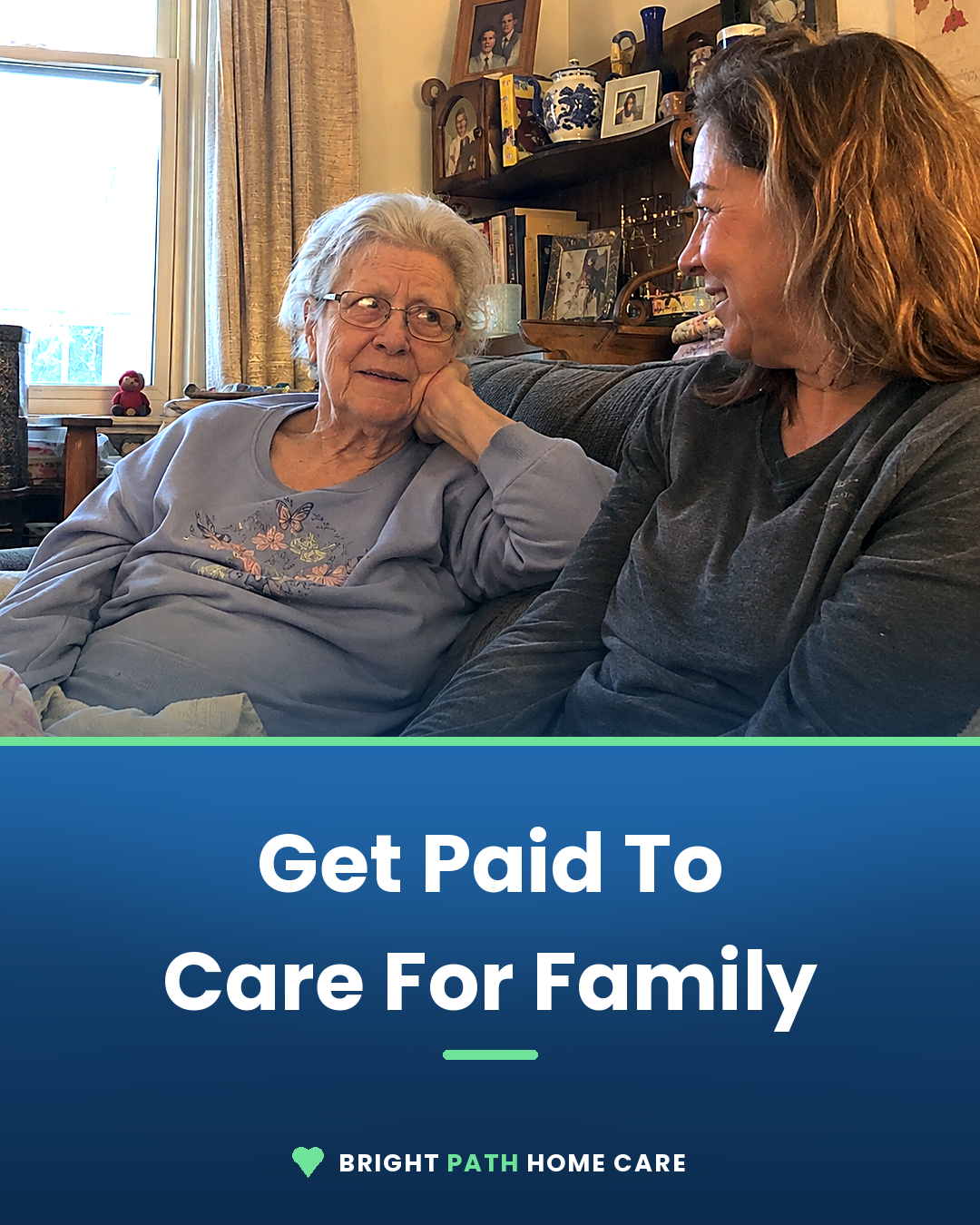 Bright Path Home Care Facebook ad: Ohio Pays Family Caregivers up to $25.50/hr