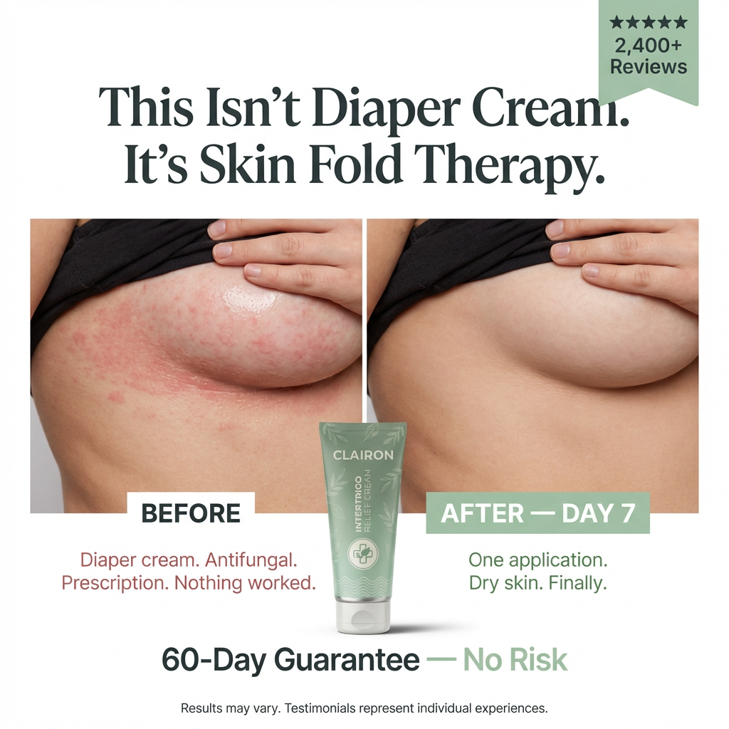 Clairon Facebook ad: Powder. Antifungal. Prescription. None of it worked. Then…