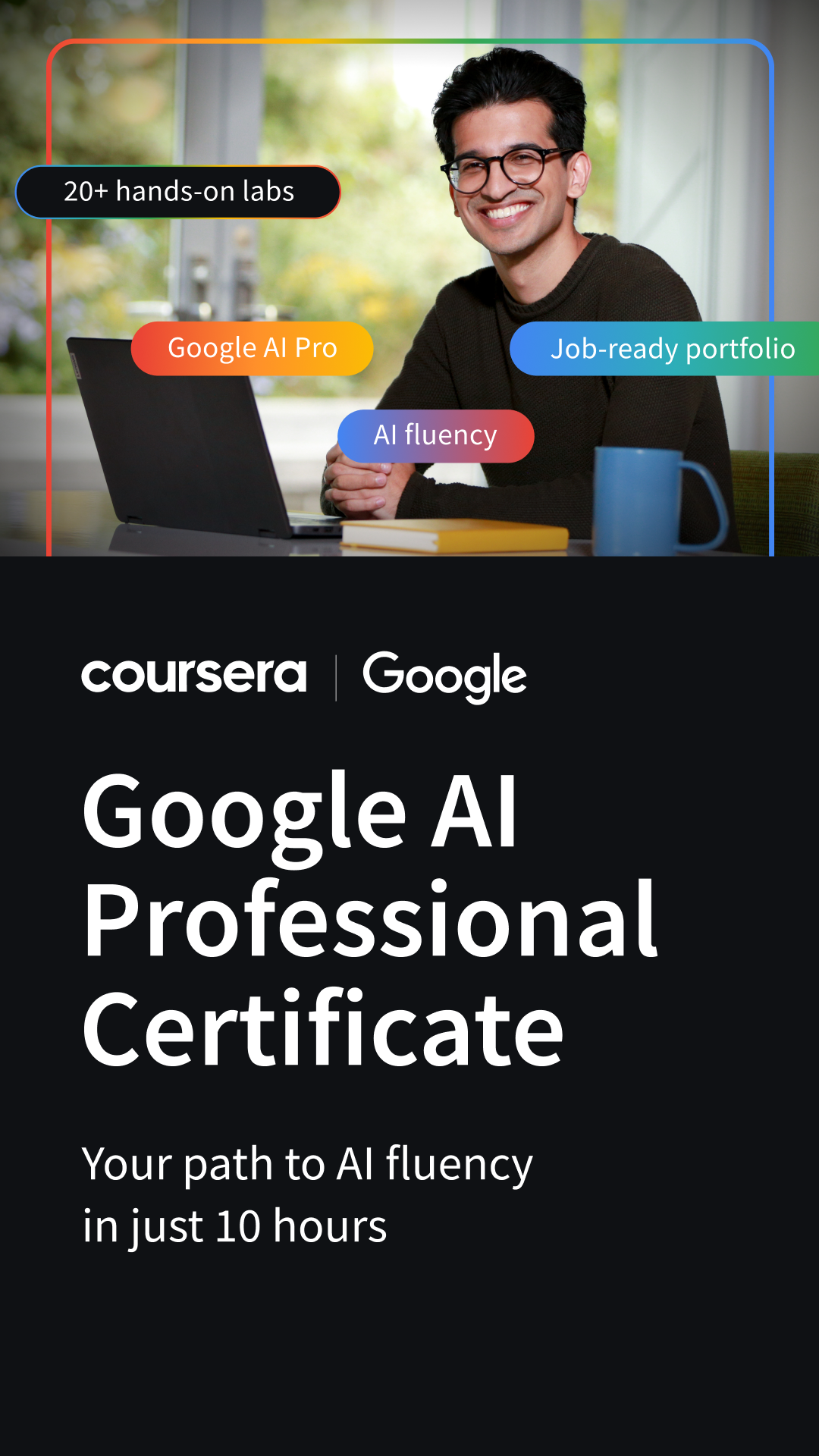 Coursera Facebook ad: Gain AI skills employers are looking for
