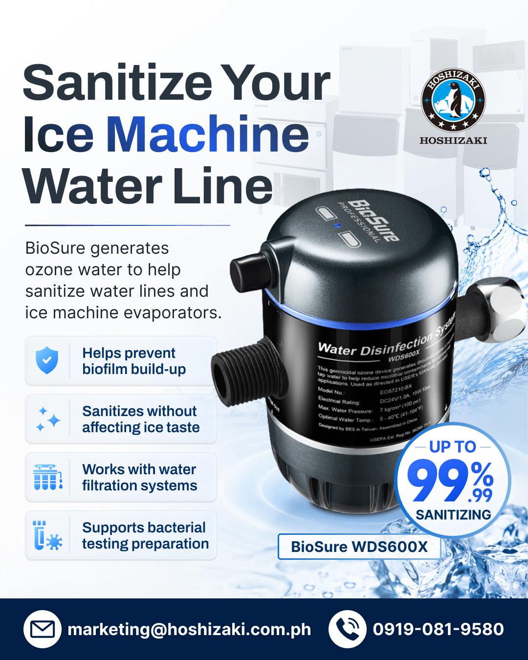 Hoshizaki Philippines Corporation Facebook ad: Sanitize Your Ice Machine Water Line