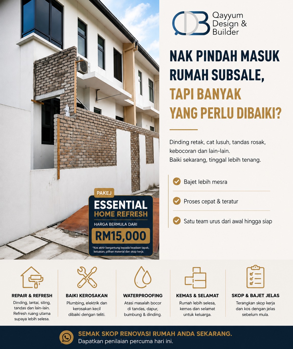 Qayyum Design & Builder Facebook ad: Rumah Subsale Rupa Rumah Baru
