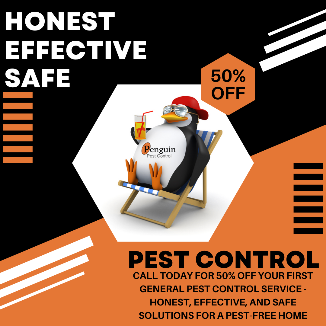 Penguin Pest Control Facebook ad: We offer Honest, Safe and Effective pest control…