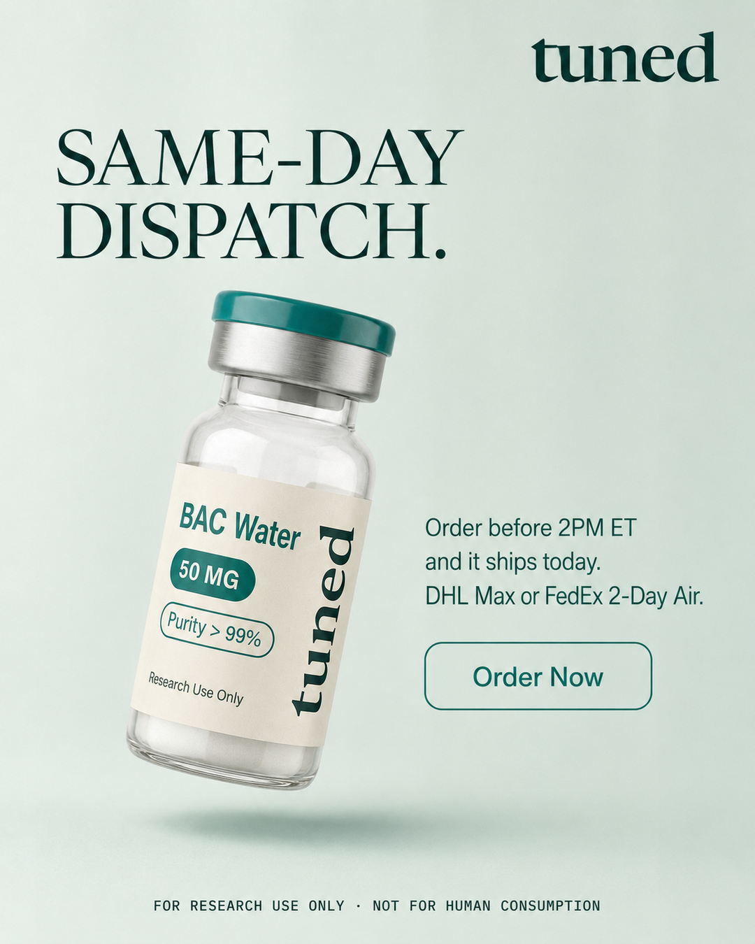 Tuned Research Facebook ad: Every Compound. One Standard.