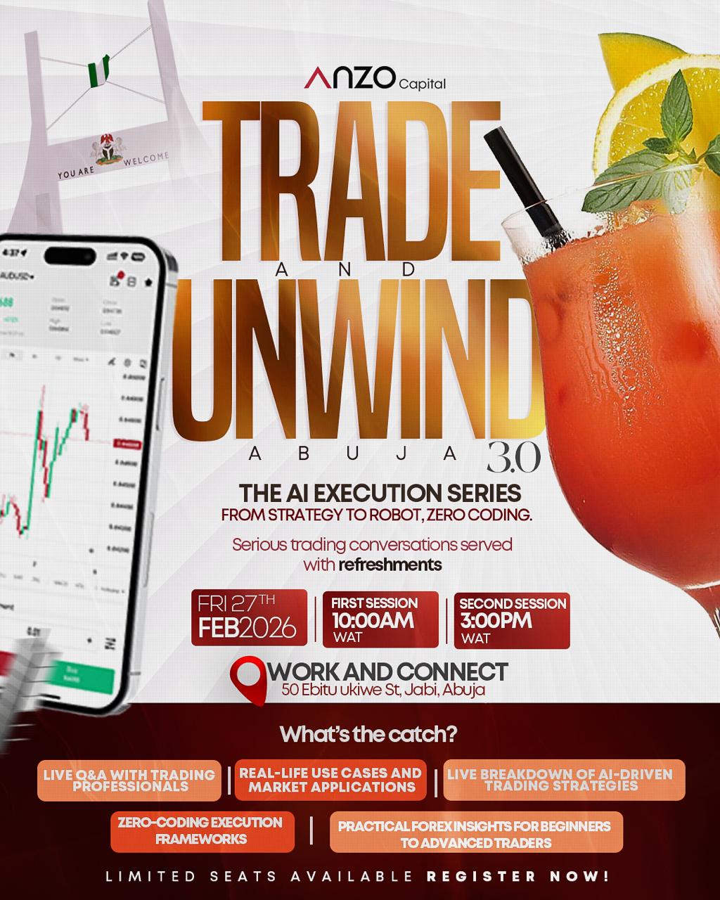 Anzo Academy Facebook ad: TRADE & UNWIND 3.0 Abuja