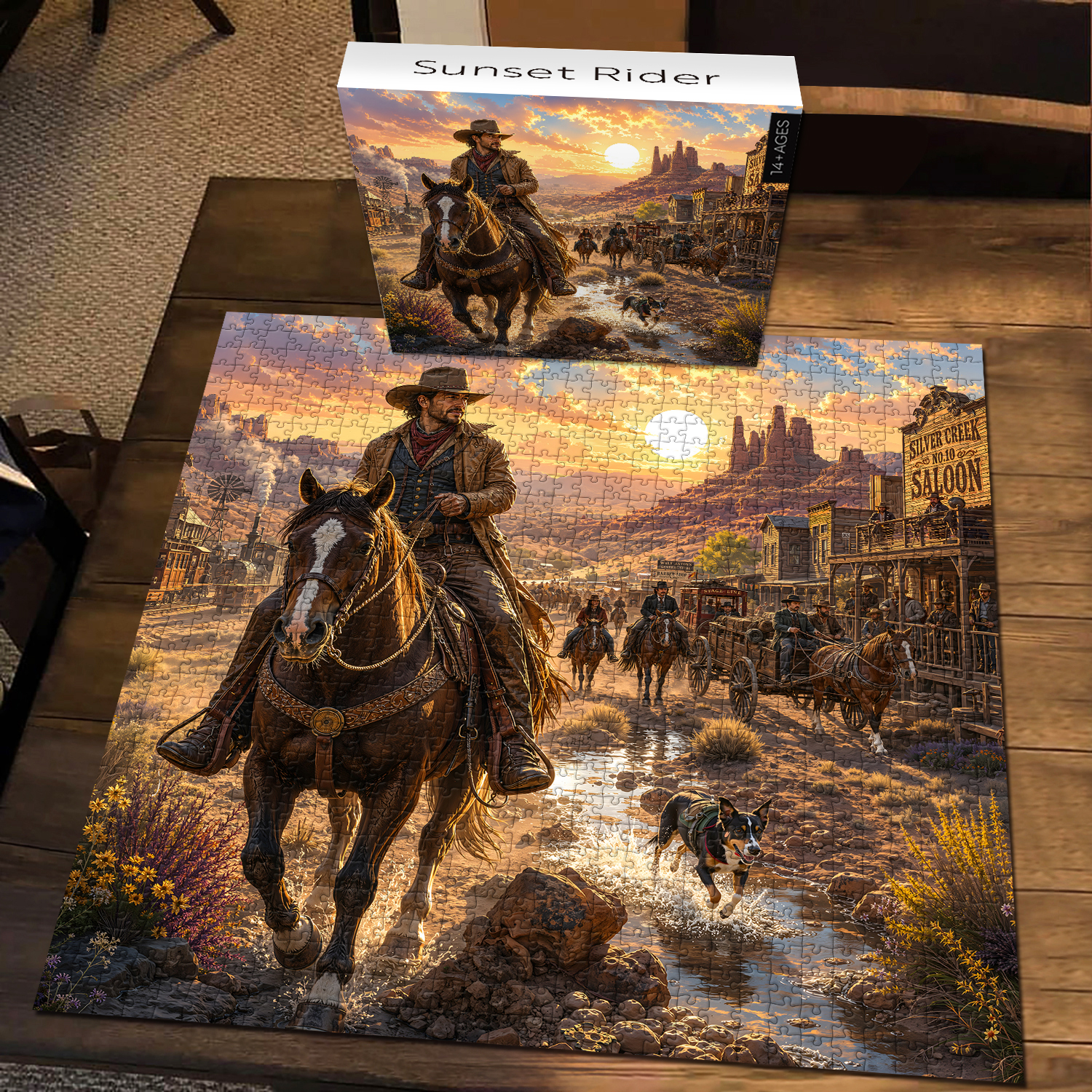 Fun-Puzzle Facebook ad: Sunset Rider Jigsaw Puzzle 1000 Pieces