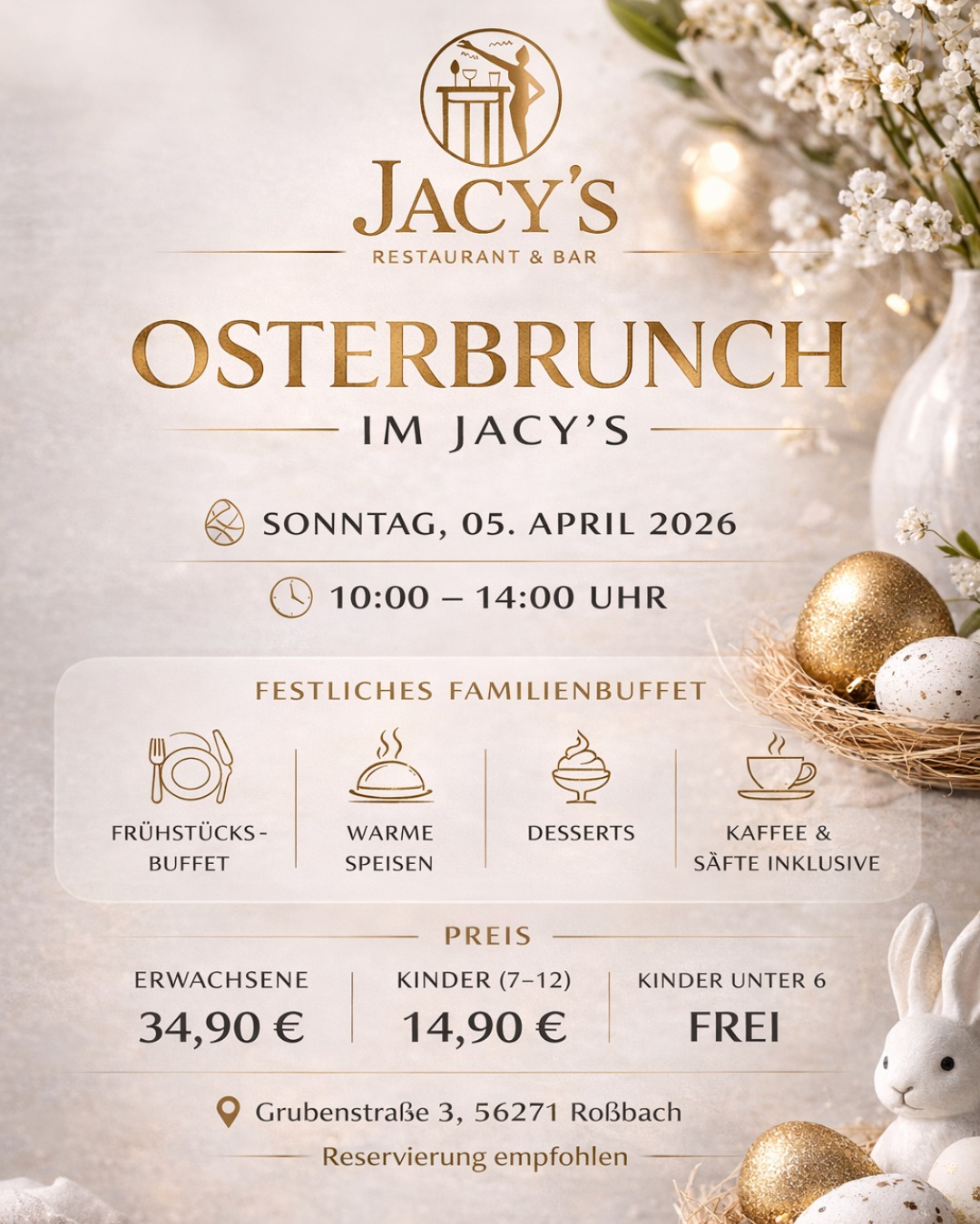 Jacys Restaurant & Bar Facebook ad: OSTERBRUNCH IM JACY'S
