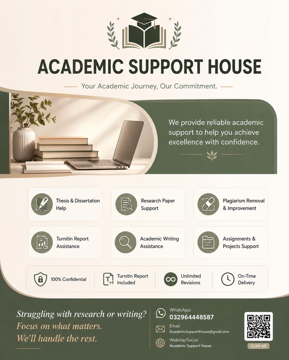 Academic Support House Facebook ad: Get plagiarism Free work now