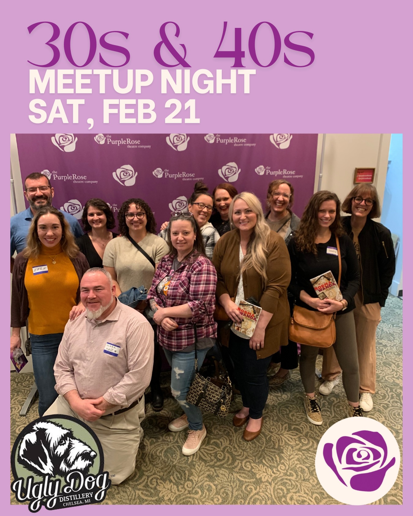 Purple Rose Theatre Company Facebook ad: We have another 30s & 40s MEETUP NIGHT…