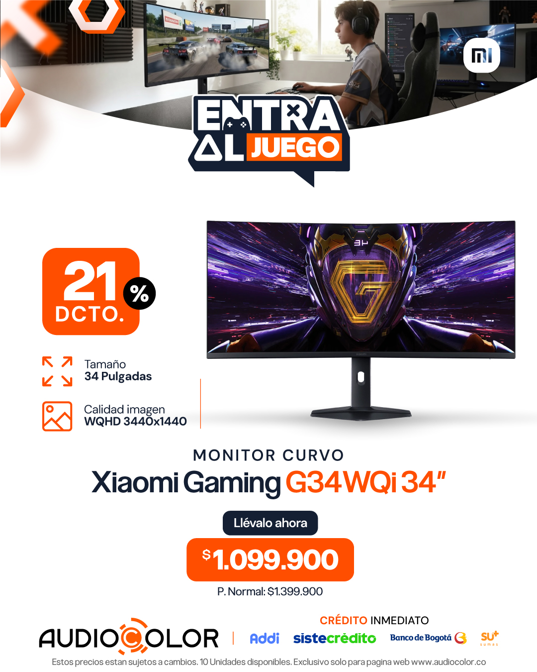AUDIO COLOR Facebook ad: Monitor Xiaomi 34: $1.099.900