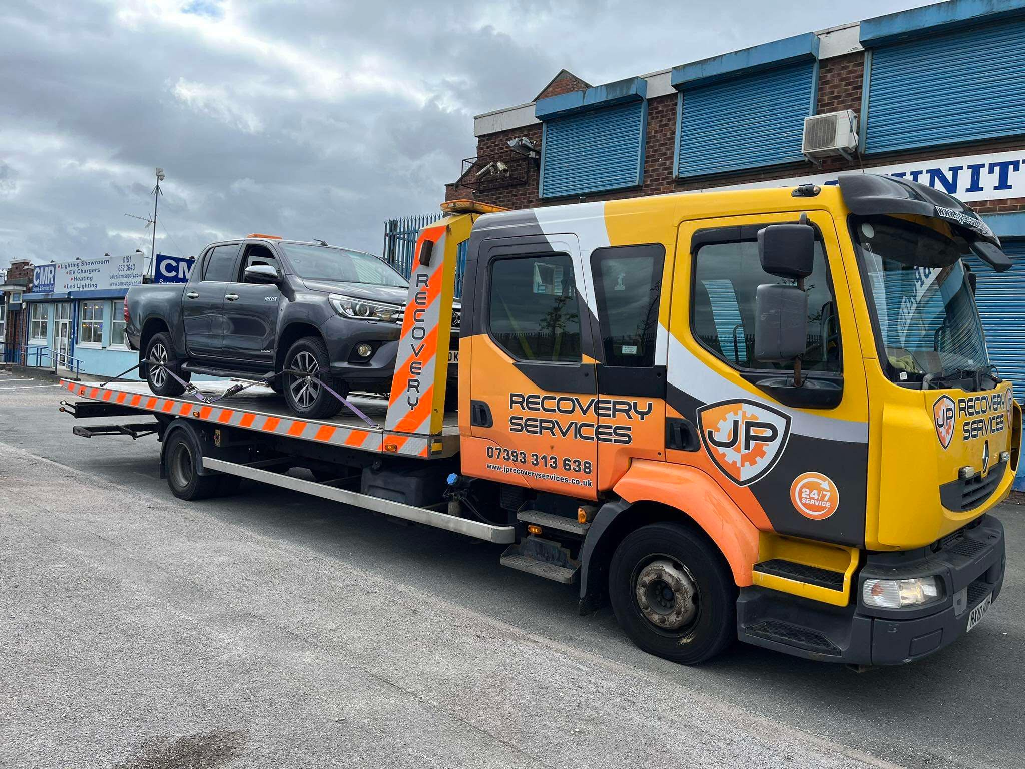 JP Recovery Services & Vehicle Transportation Facebook ad: Breakdown Recovery Service Wirral, Liverpool & Chester