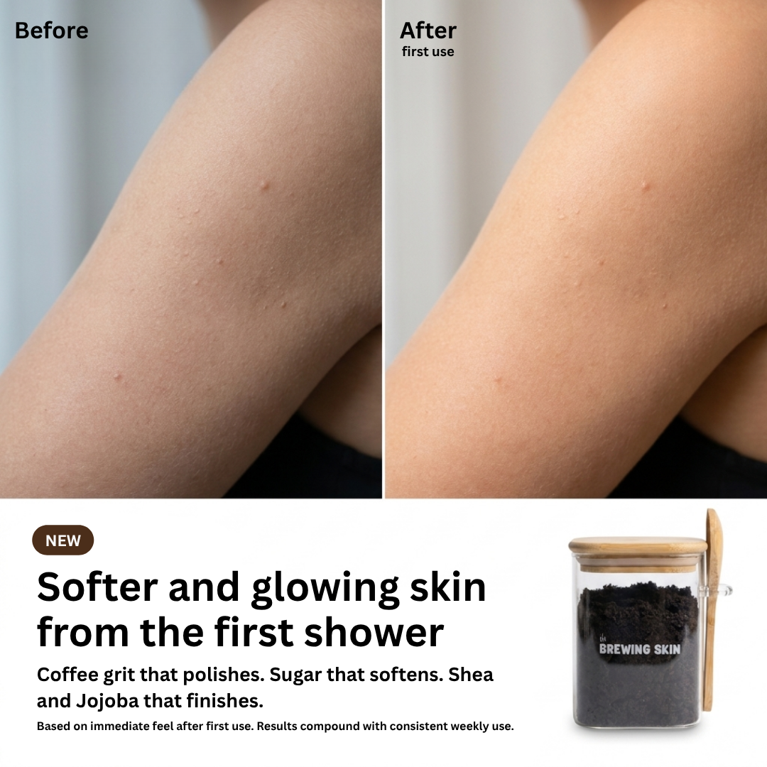 Brewing Skin Facebook ad: Real Results. First Shower.