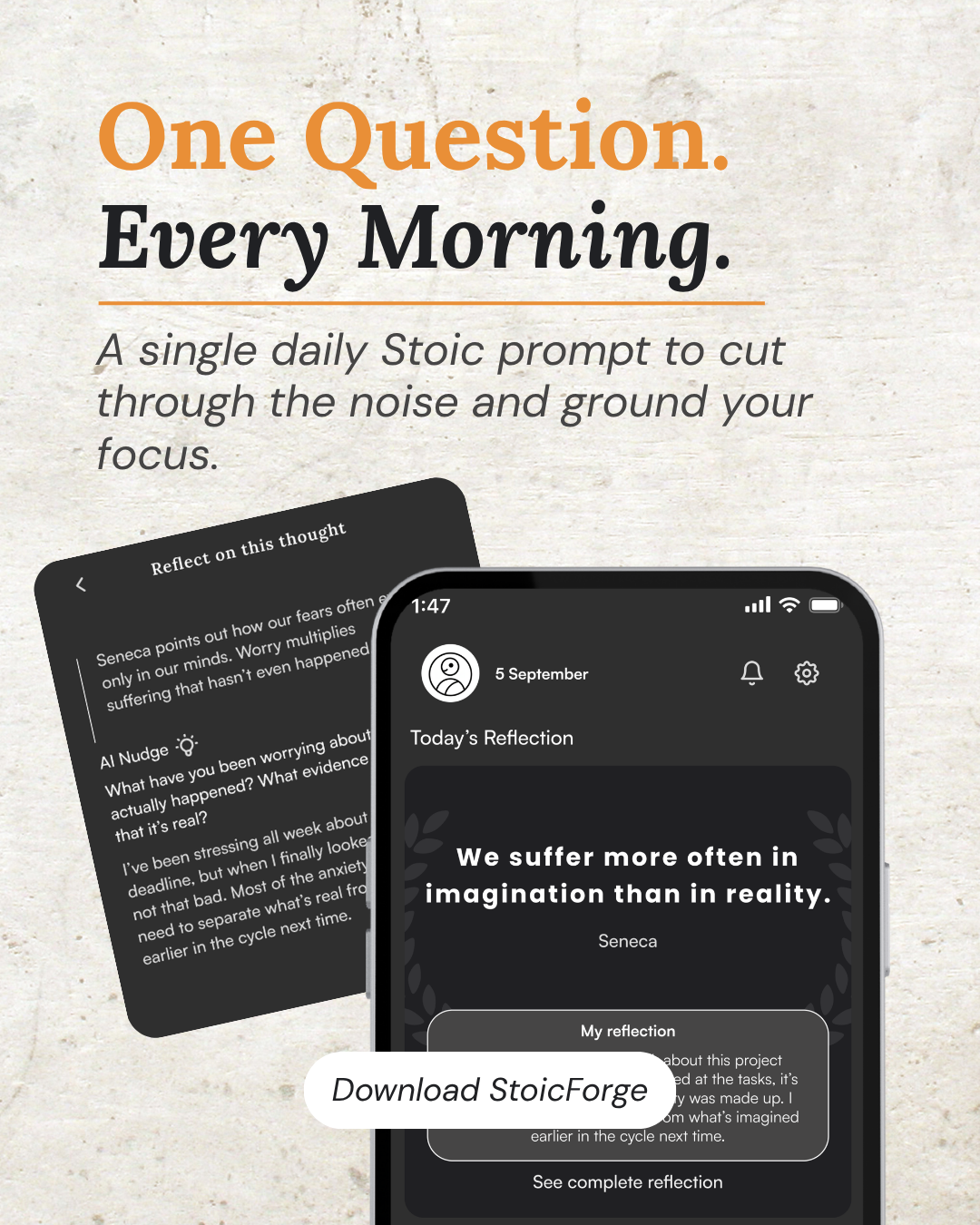 Stoic Forge Facebook ad: Forge your character daily