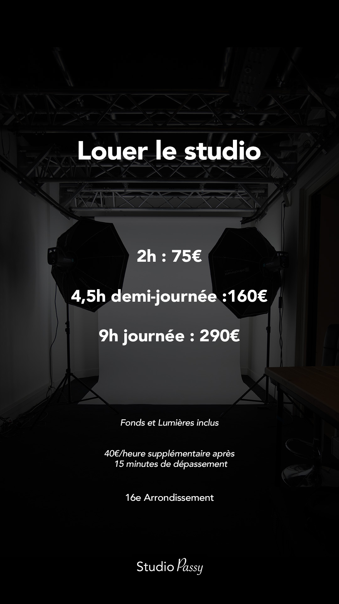 Studio Passy Facebook ad: Location studio parfait pour vos shootings et tournages
