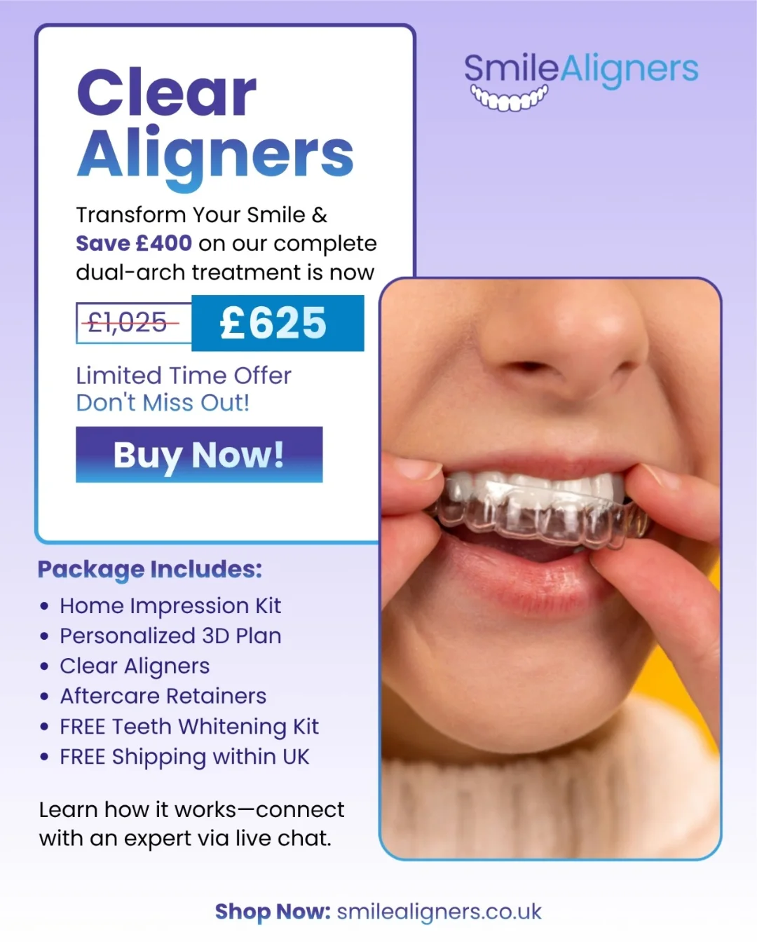 Smile Aligners Facebook ad: DayNight Dual Arch