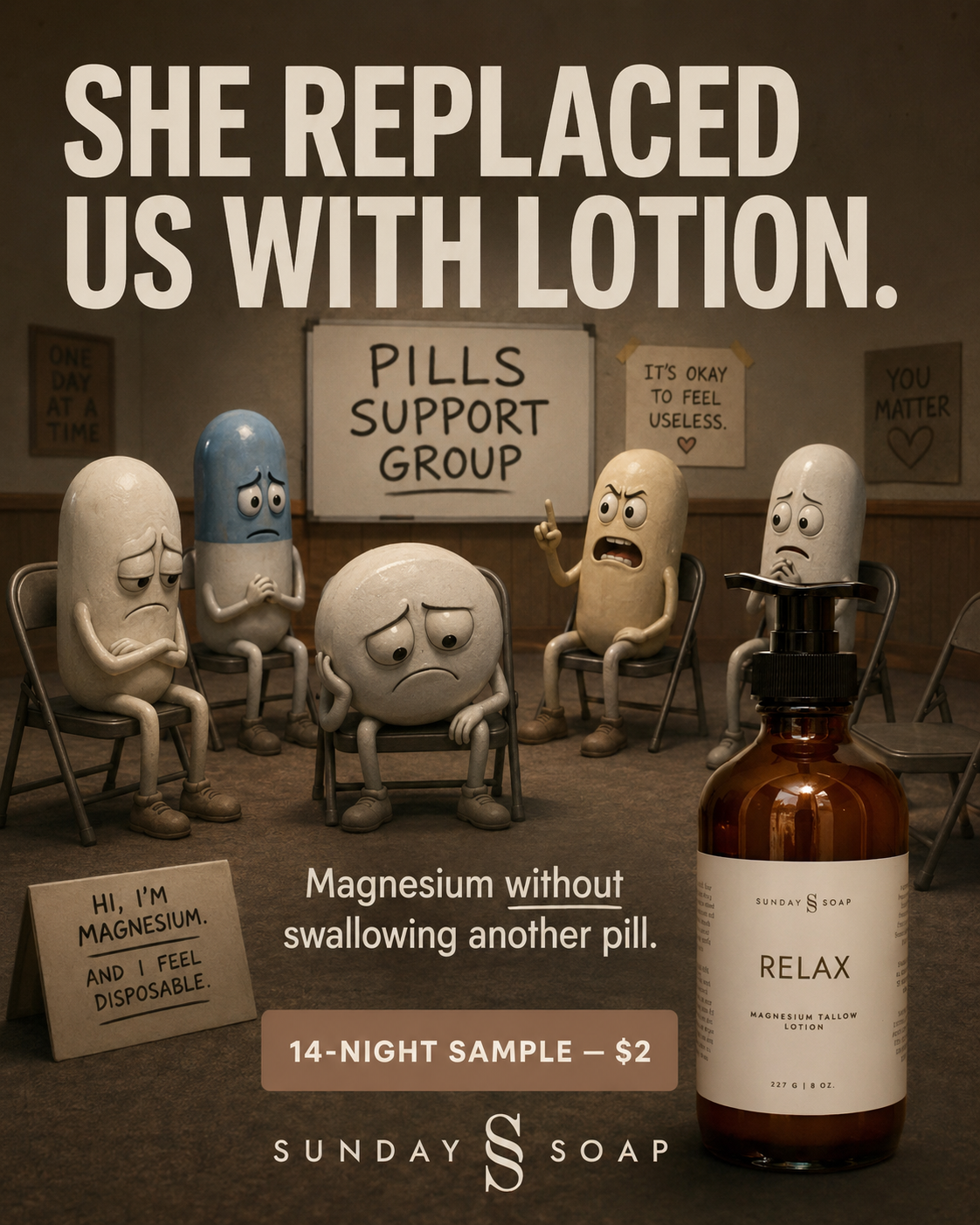 Sunday Soap Facebook ad: Your legs chose chaos.