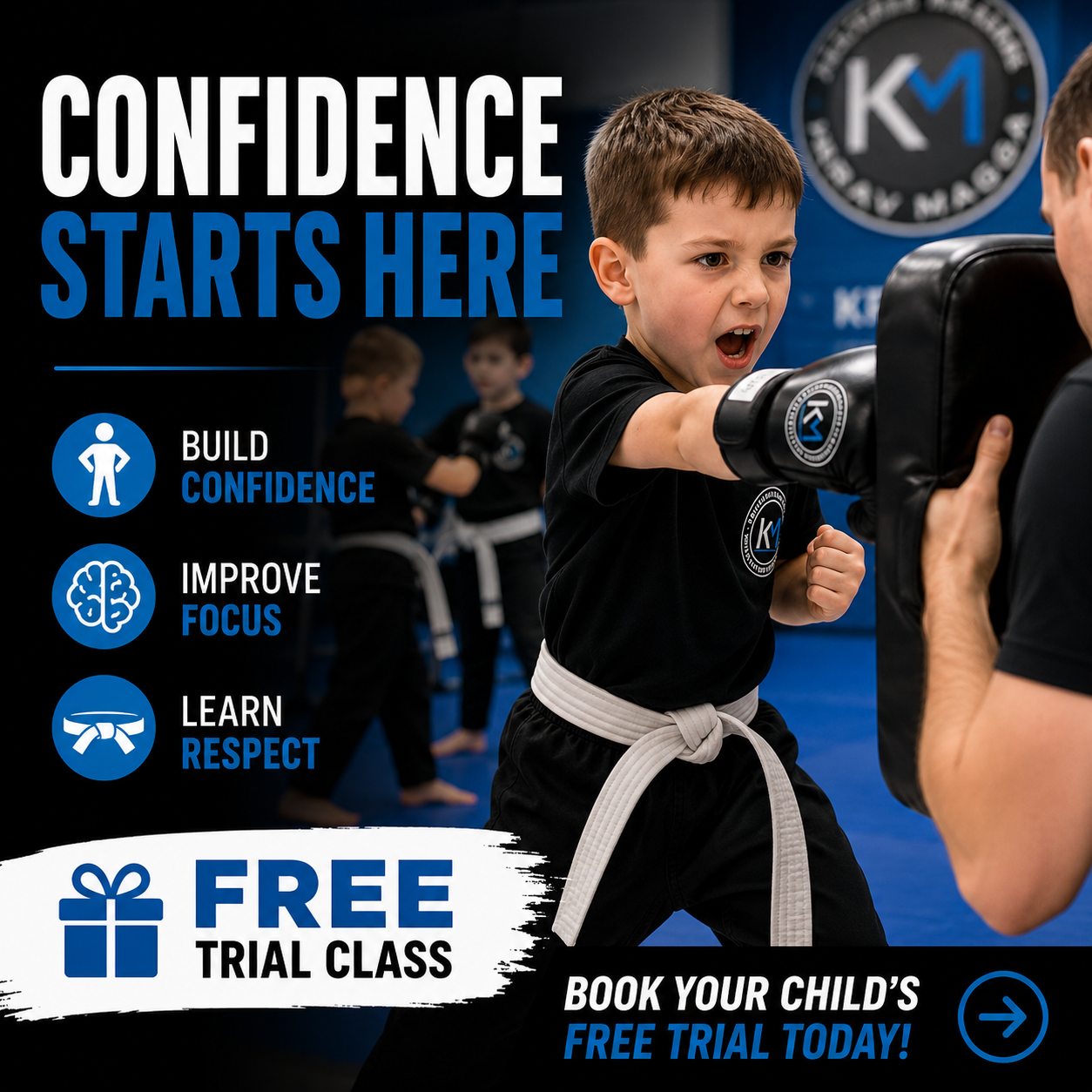 Institute Krav Maga Self Defence & Martial Arts Cork Facebook ad: Kids Martial Arts Free Trial