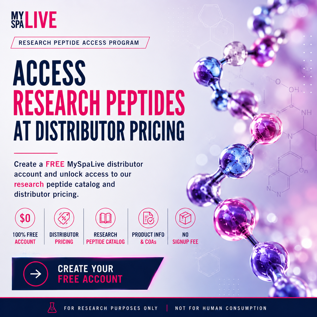 My Spa Live Concierge Aesthetics Facebook ad: Unlock Research Peptide Pricing