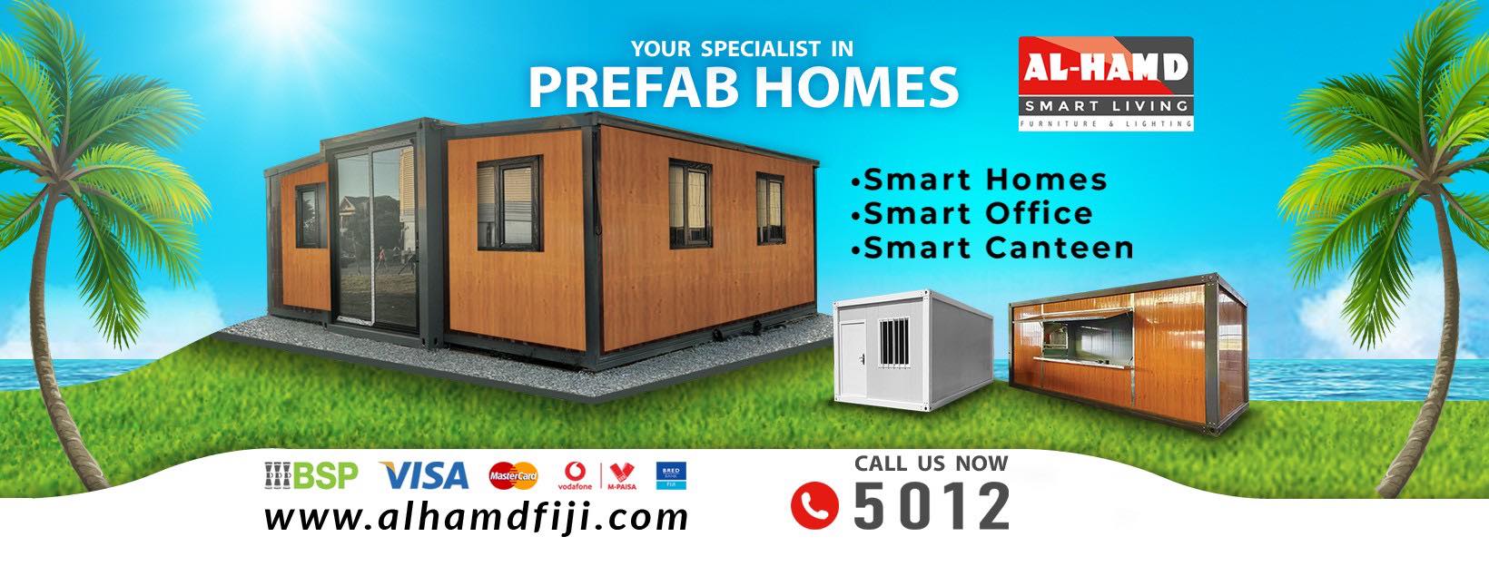 Al Hamd Smart Living Facebook ad: Your Specialists in Pre-Fabricated Home and Office!