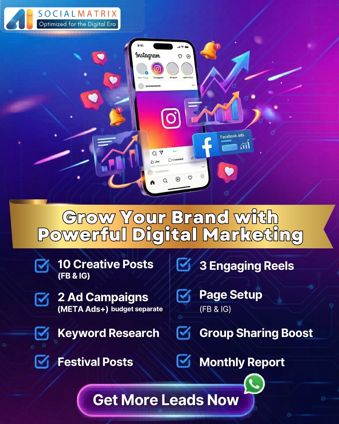 AI Social Matrix Facebook ad: Get More Leads with Smart Digital Marketing