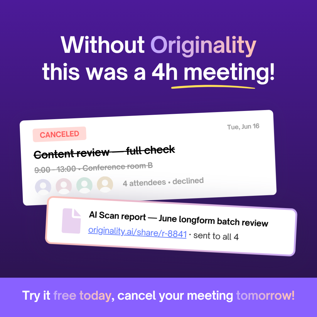 Originality.AI - AI Detection and Plagiarism Checking Facebook ad