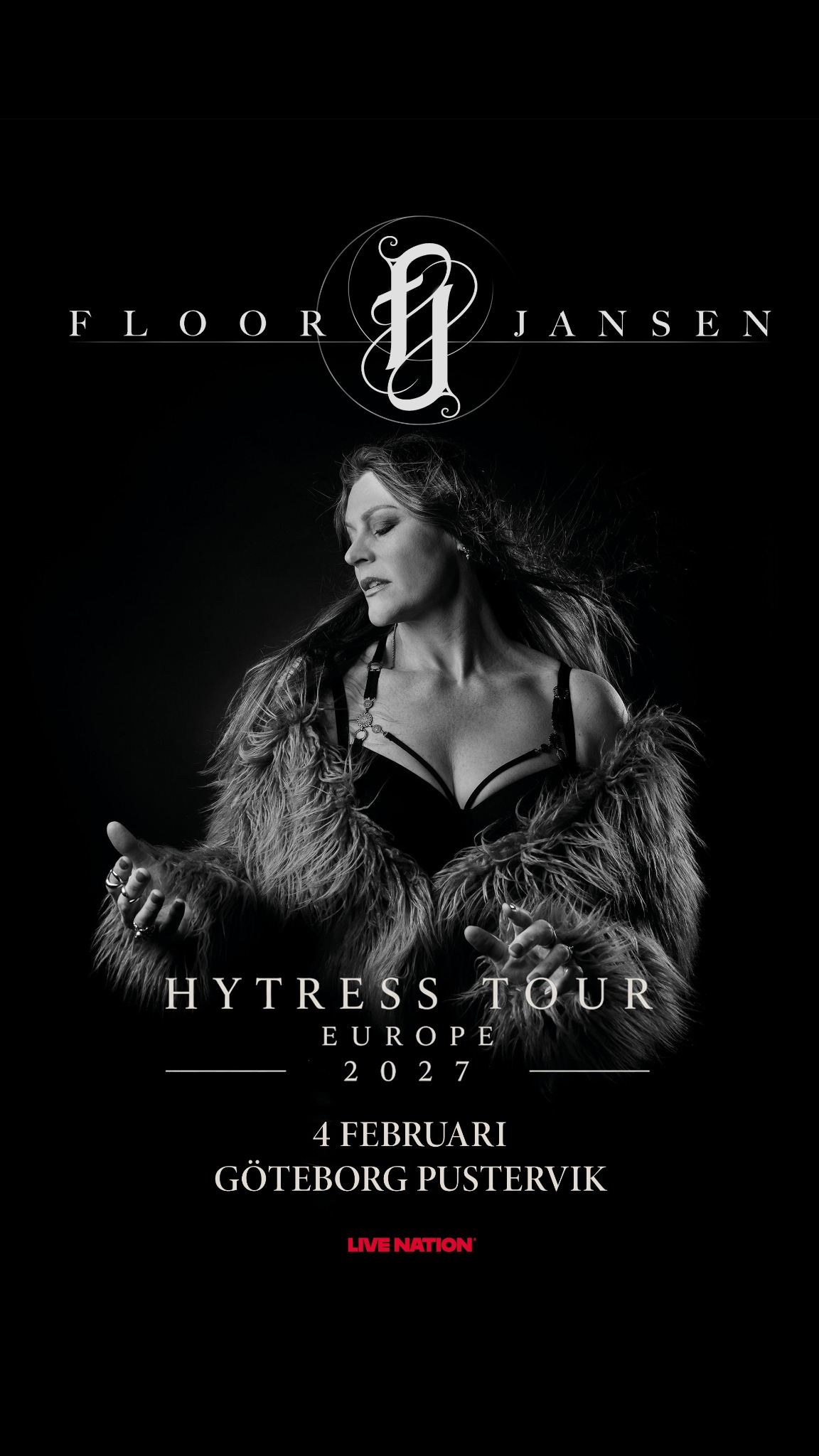 Live Nation Sweden Facebook ad: Floor Jansen | 4 februari 2027 | Pustervik, gbg