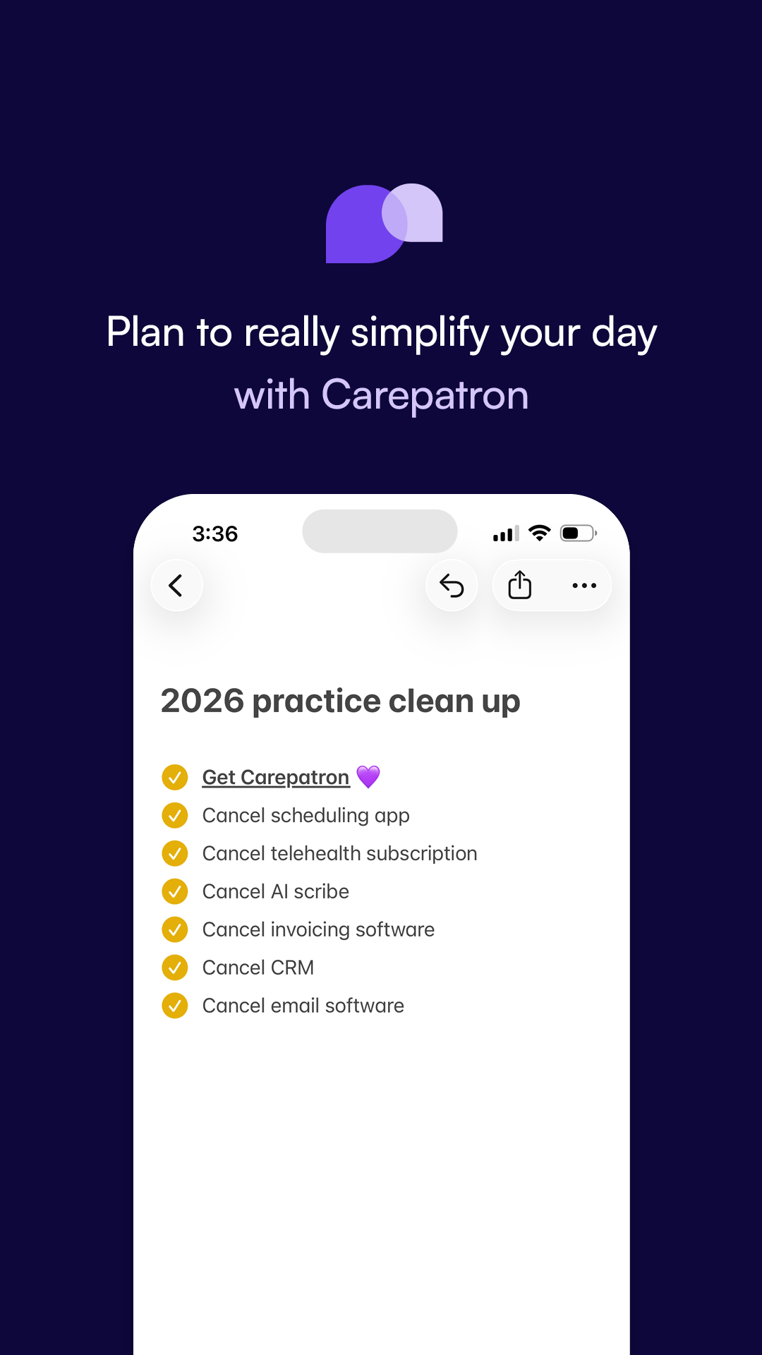 Carepatron Facebook ad from Feb 15, 2026