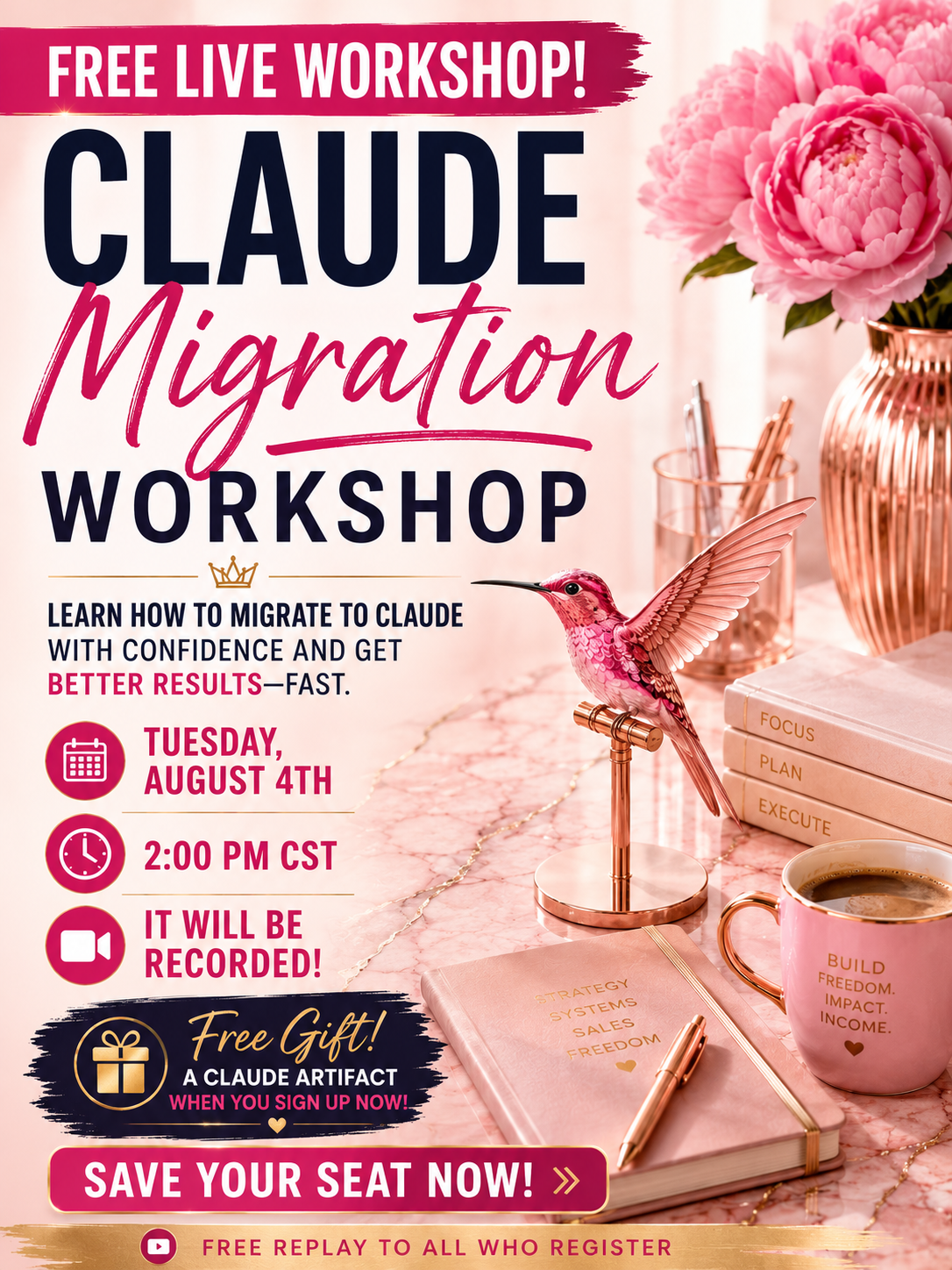 Coach Becky Beach Facebook ad: Migrate to Claude fast and easy!