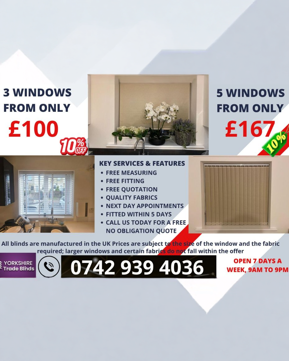 Yorkshire Trade Blinds Facebook ad: Transform Your Rooms with Luxury Blinds