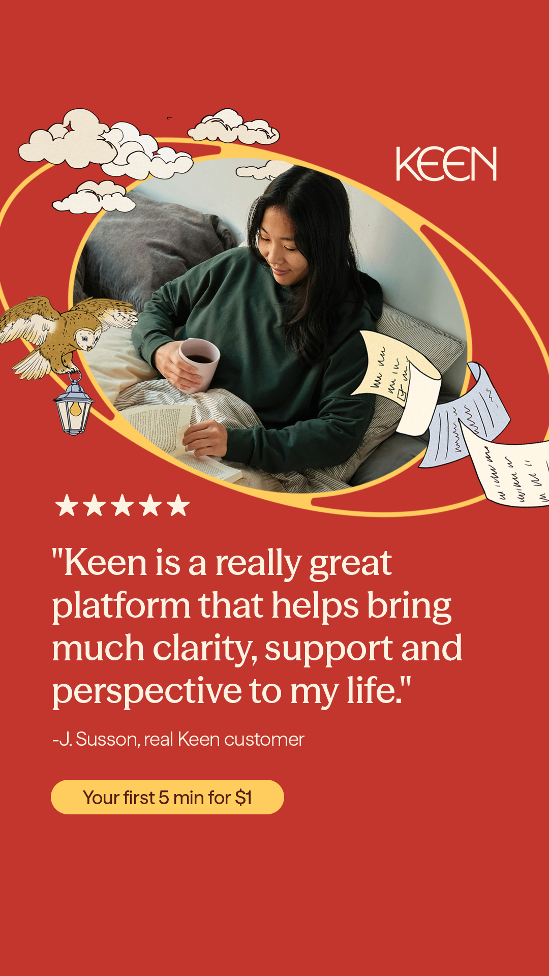 Keen.com Facebook ad: Backup for your instincts.