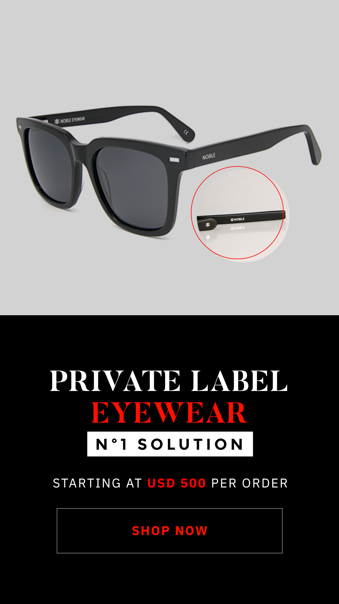 Noble Eyewear Facebook ad from Feb 23, 2023