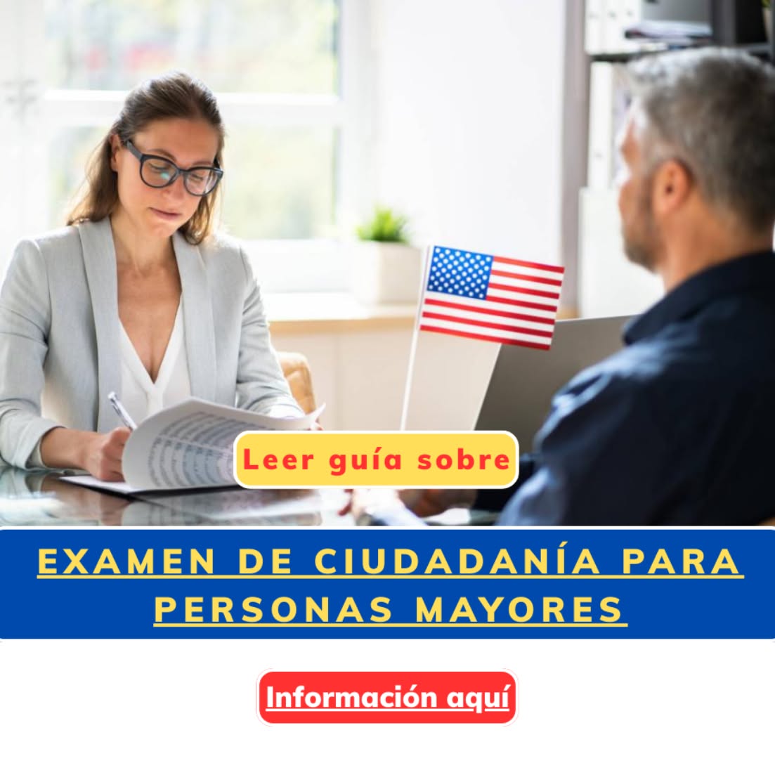 NextSolve Media Facebook ad: Examen de Ciudadanía de EE. UU.: Qué Saber y Cómo Prepararse