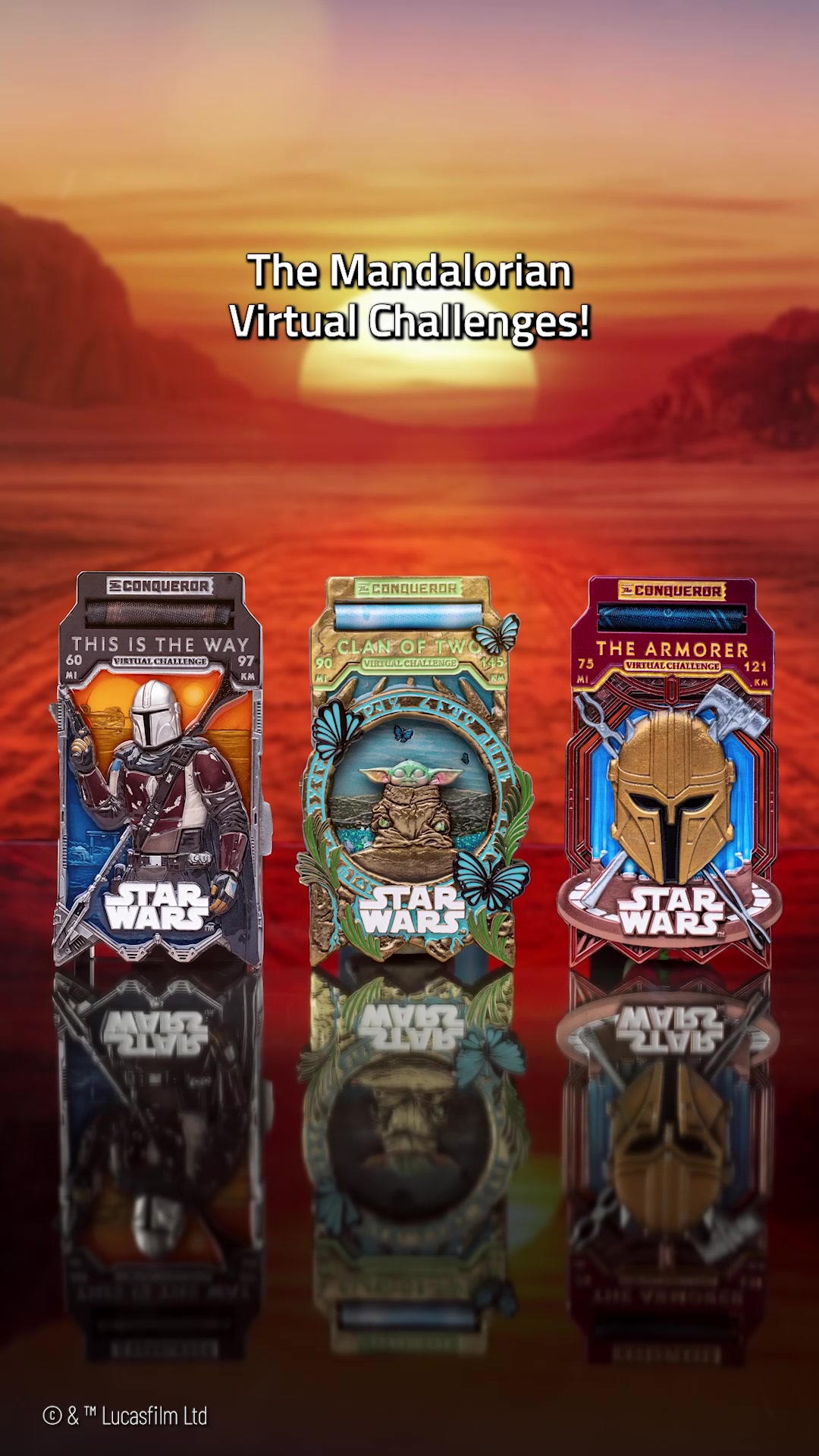 The Conqueror Challenges Facebook ad: Star Wars: The Mandalorian Virtual Challenges