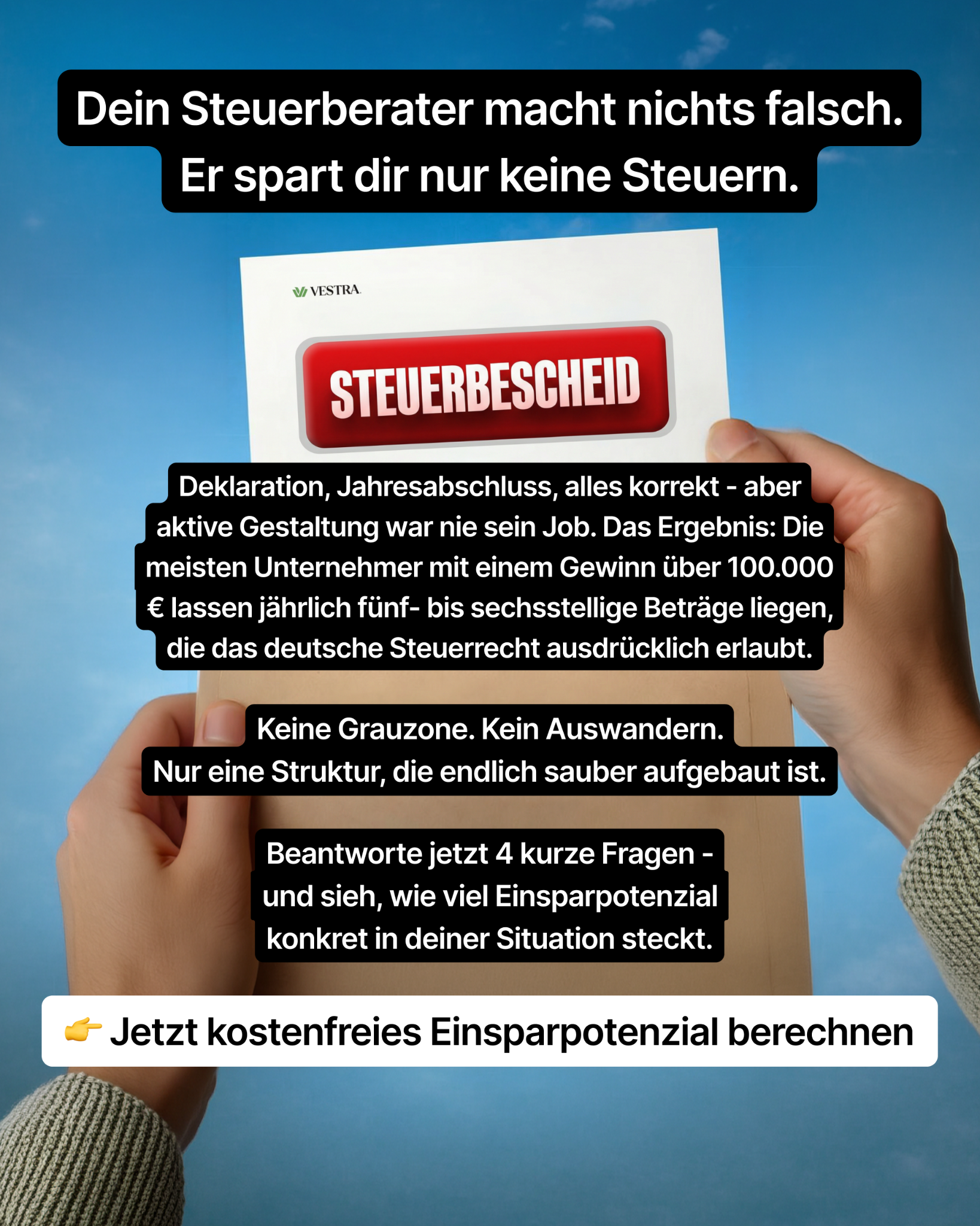 Marvin Großkrueger Facebook ad: Finde heraus, wie viel Steuer du legal sparen könntest