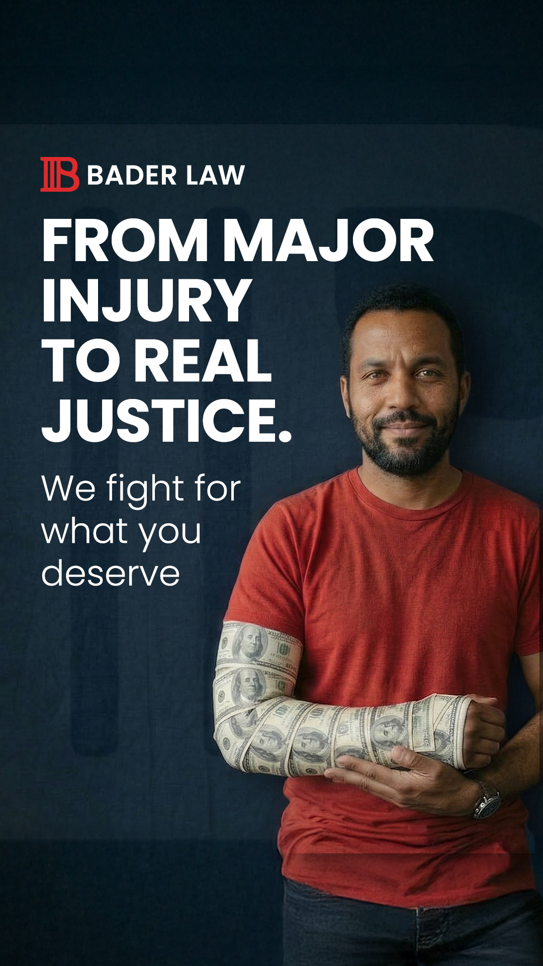 Bader Law Facebook ad: We Demand More.