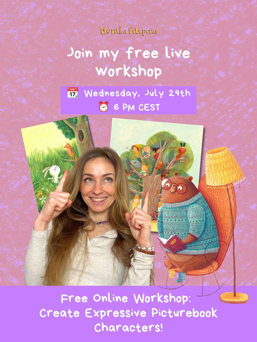 Monika Filipina Illustration Facebook ad: Join My Free Workshop