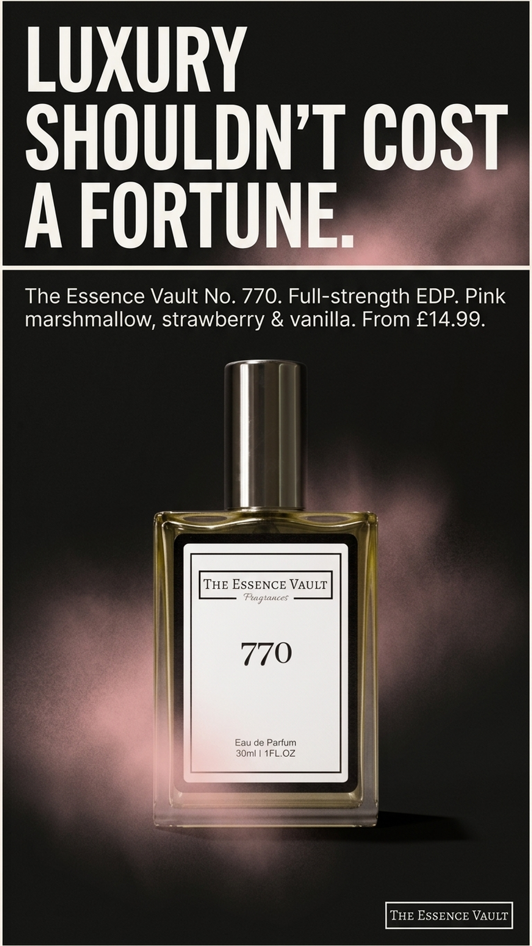 The Essence Vault Facebook ad from Mar 25, 2026