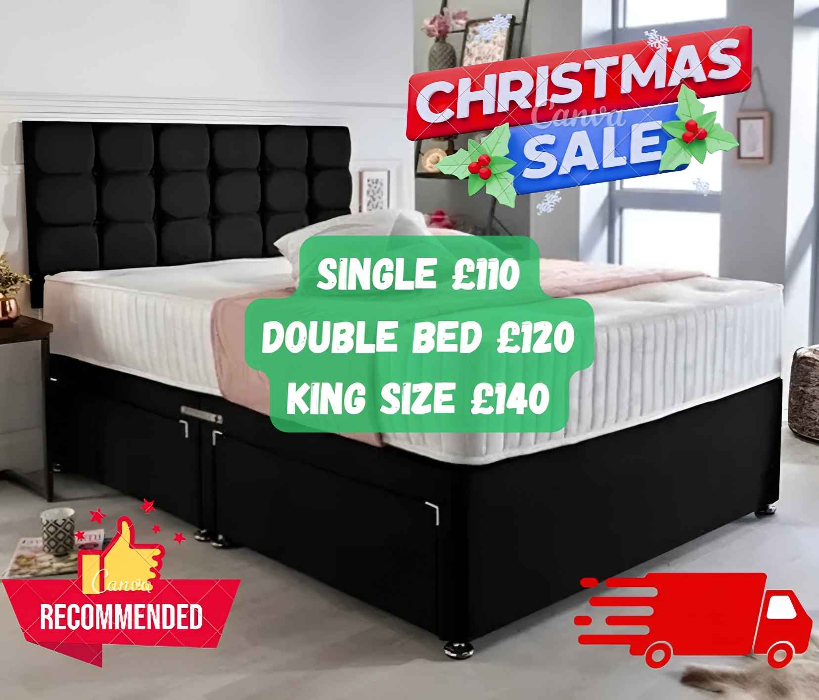 Eman Khan Facebook ad: Biggest sale Brad New Divan Beds Clearance Sale Cash on…