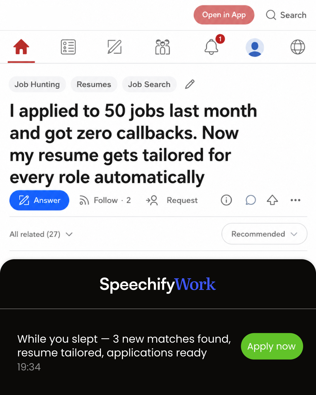 Speechify Facebook ad