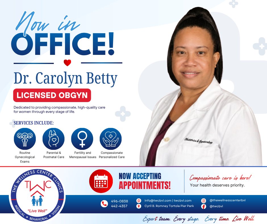 The Wellness Center Clinics Facebook ad: Dr. Carolyn Betty is now in office and…